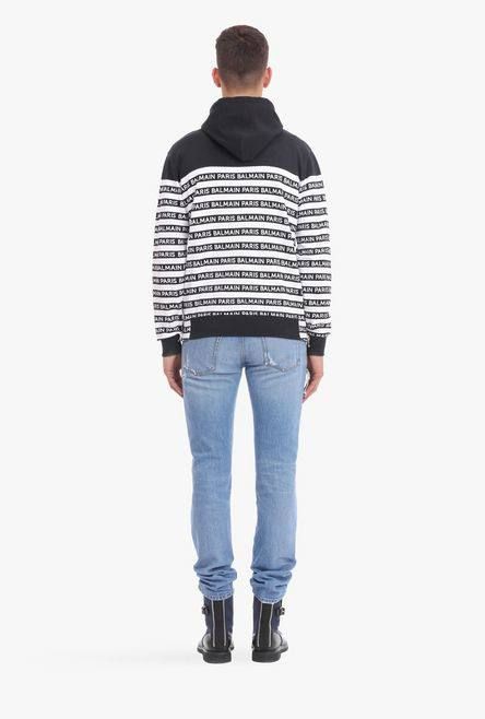 ロゴストライプ ジップアップ スウェットパーカー - BLACK×WHITE