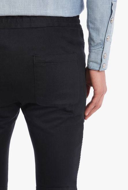 【残り一点】ドローストリング バイカーコットンチノパンツ - BLACK