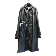 ロゴプリント ナイロン オーバーコート - BLACK