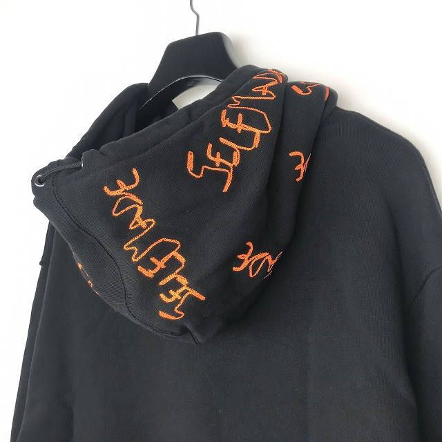 《残り一点》フードロゴ刺繍 オーバーサイズパーカー - BLACK