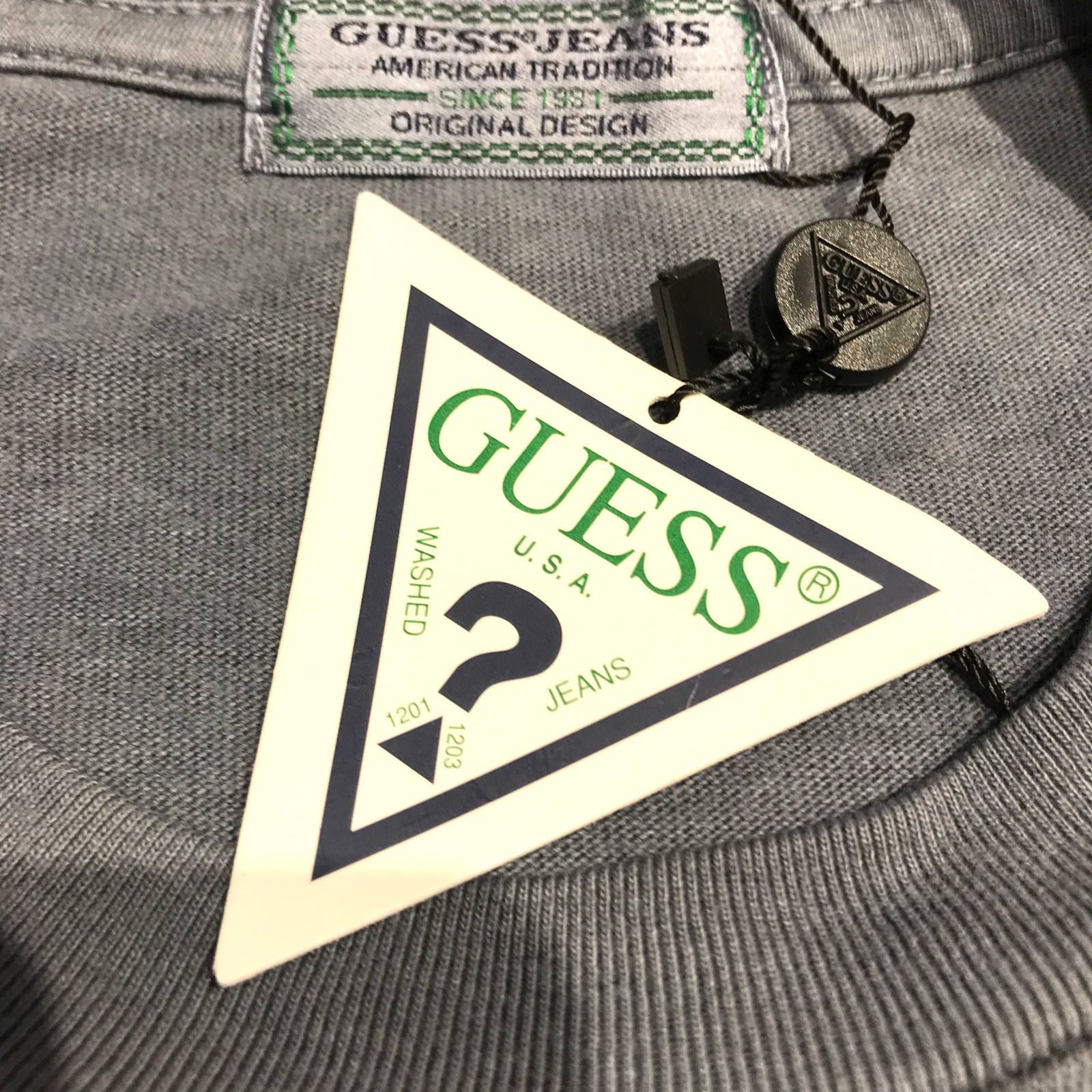 ウォッシュ加工 ロゴ刺繍 クルーネックカットソー - GREY