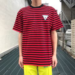 ミニロゴ ボーダー クルーネックカットソー - RED