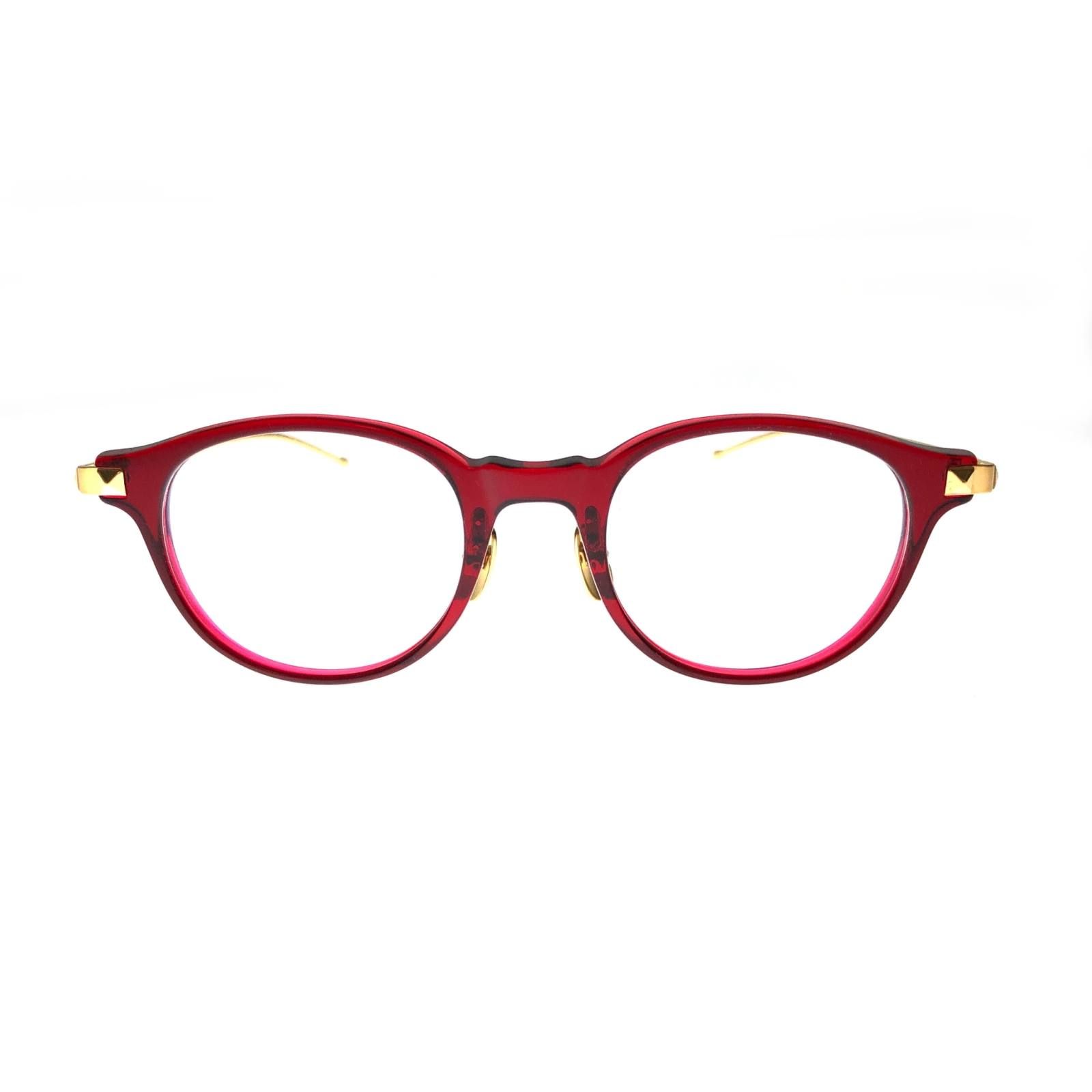 《残り一点》スタッズテンプル ボストンサングラス - RED×GOLD
