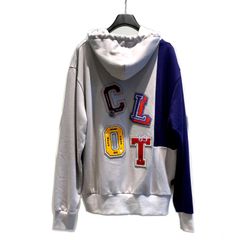 カラーブロック プルオーバーパーカー - NAVY×GREY
