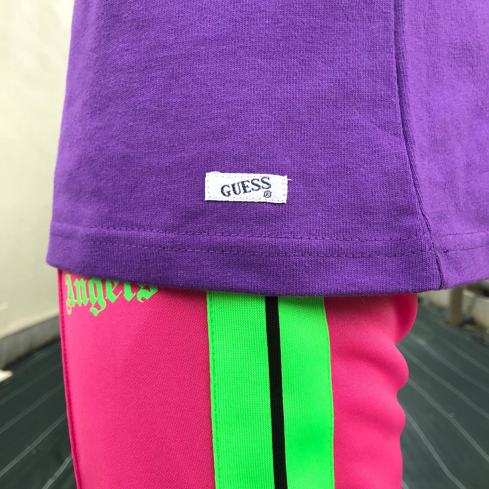 胸ロゴ刺繍 クルーネックカットソー - PURPLE