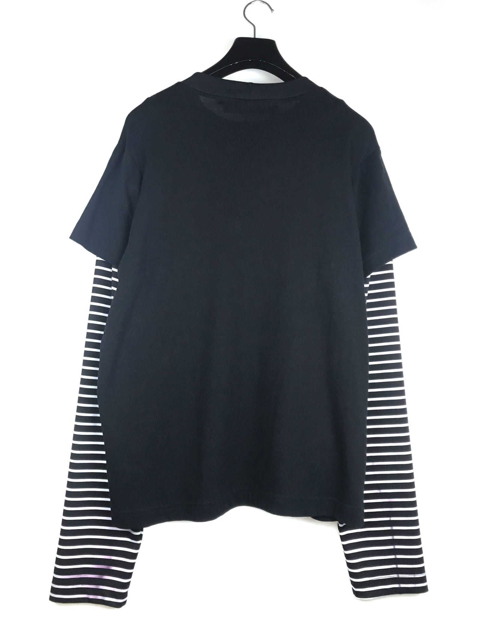 《各カラー残り一点》 ペガサス グラフィック フェイクレイヤードカットソー LONG SLEEVE WINTER TSHIRT - BLACK × WHITE