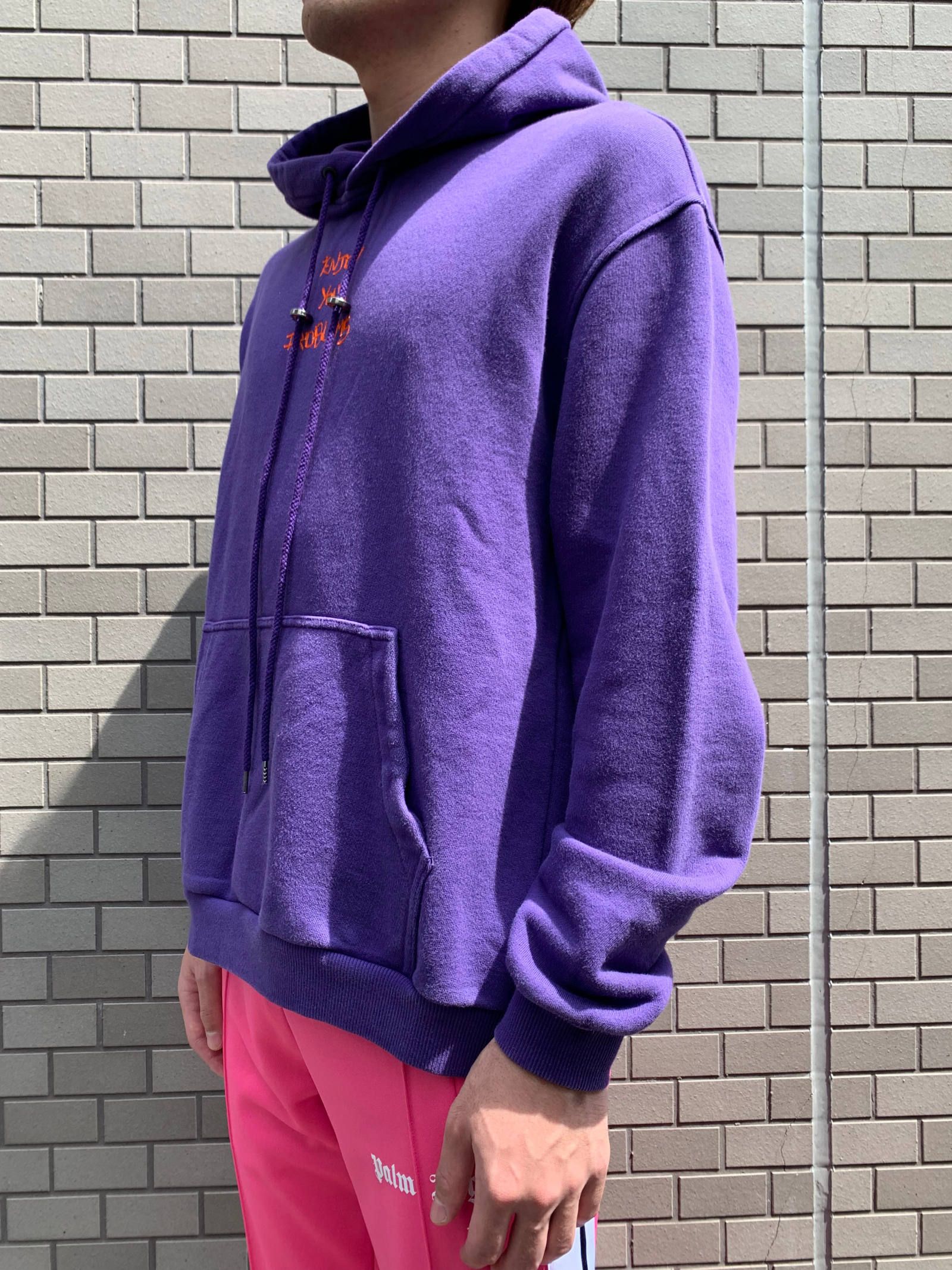バック刺繍 プリント オーバーサイズパーカー - PURPLE