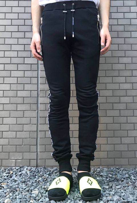 【残り一点】 ロゴサイドライン スウェットリブパンツ - BLACK