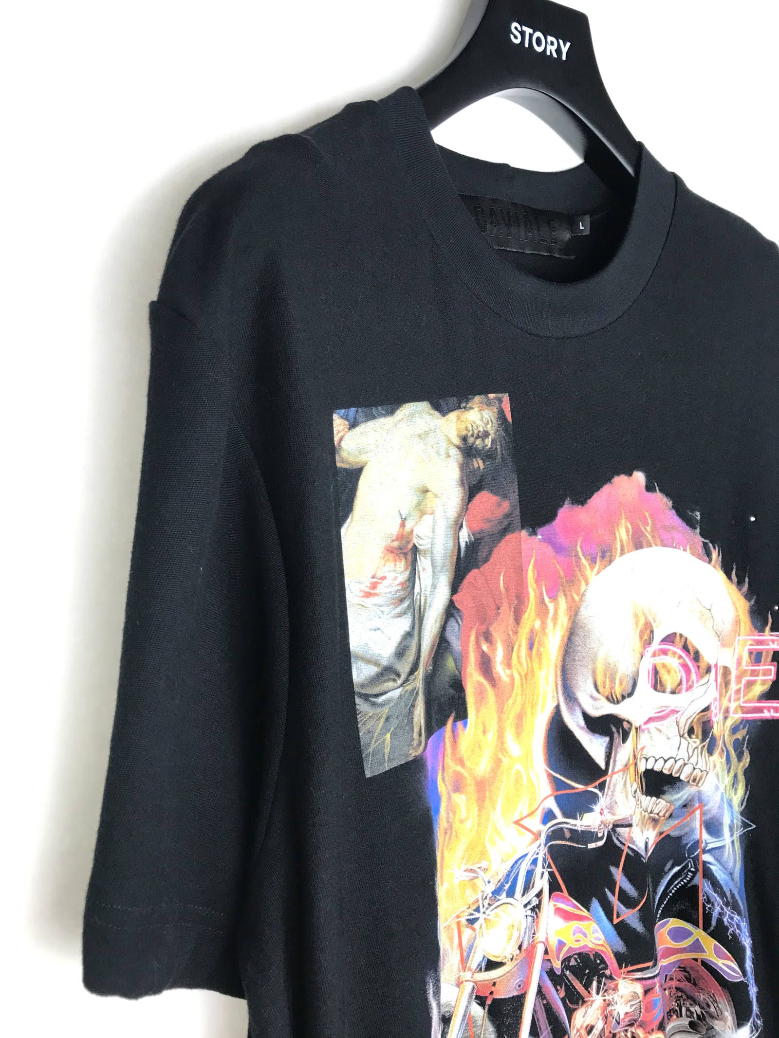 《各カラー残り一点》 スカルロゴ グラフィックカットソー T-SHIRT - BLACK