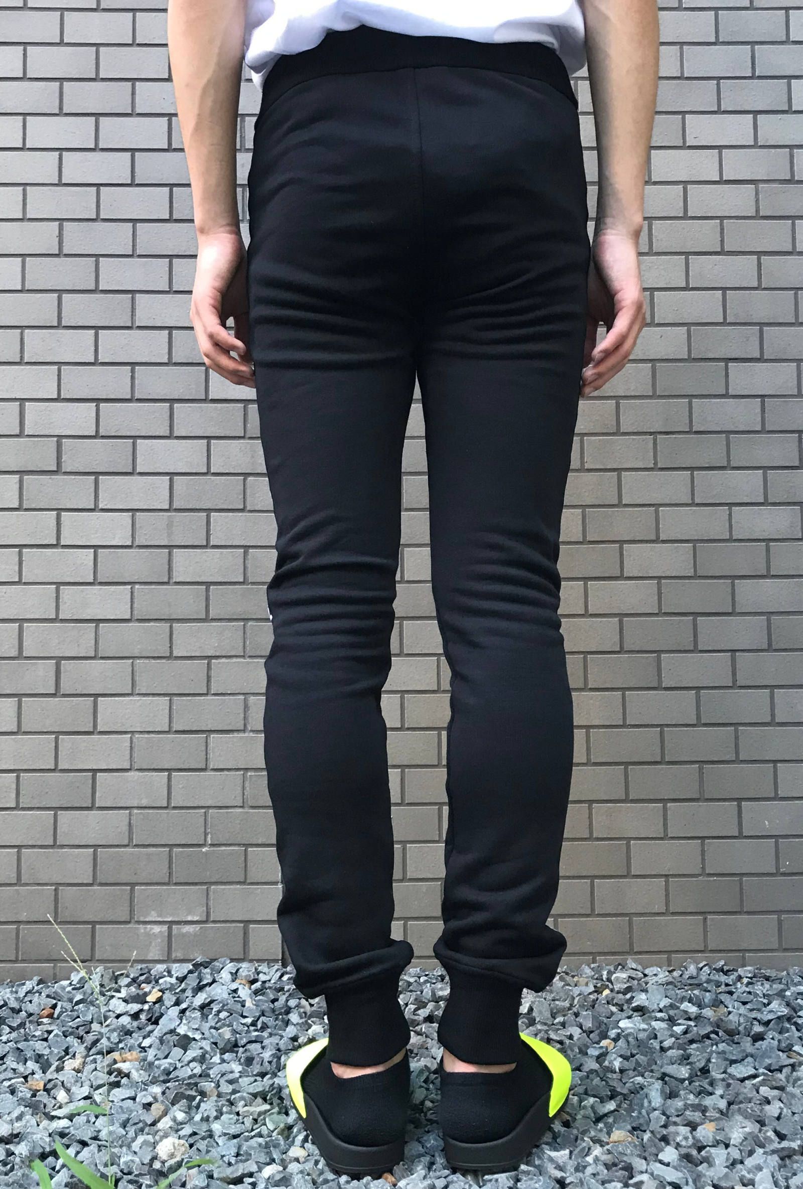 【残り一点】 ロゴサイドライン スウェットリブパンツ - BLACK