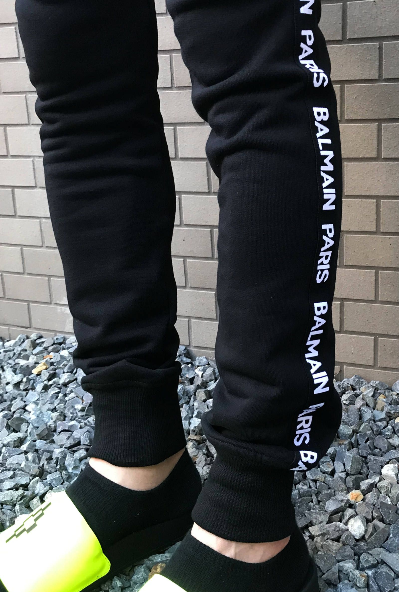 【残り一点】 ロゴサイドライン スウェットリブパンツ - BLACK