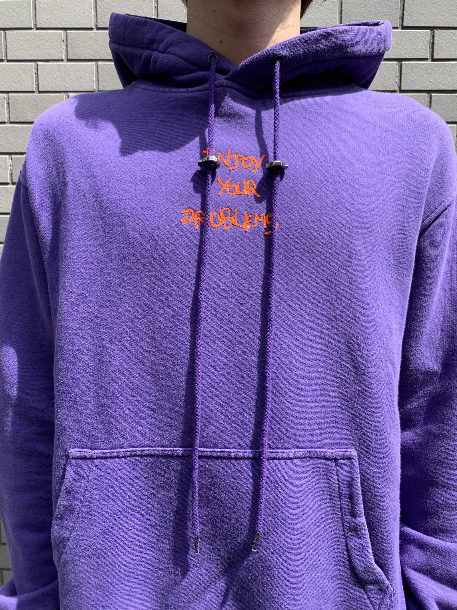 バック刺繍 プリント オーバーサイズパーカー - PURPLE