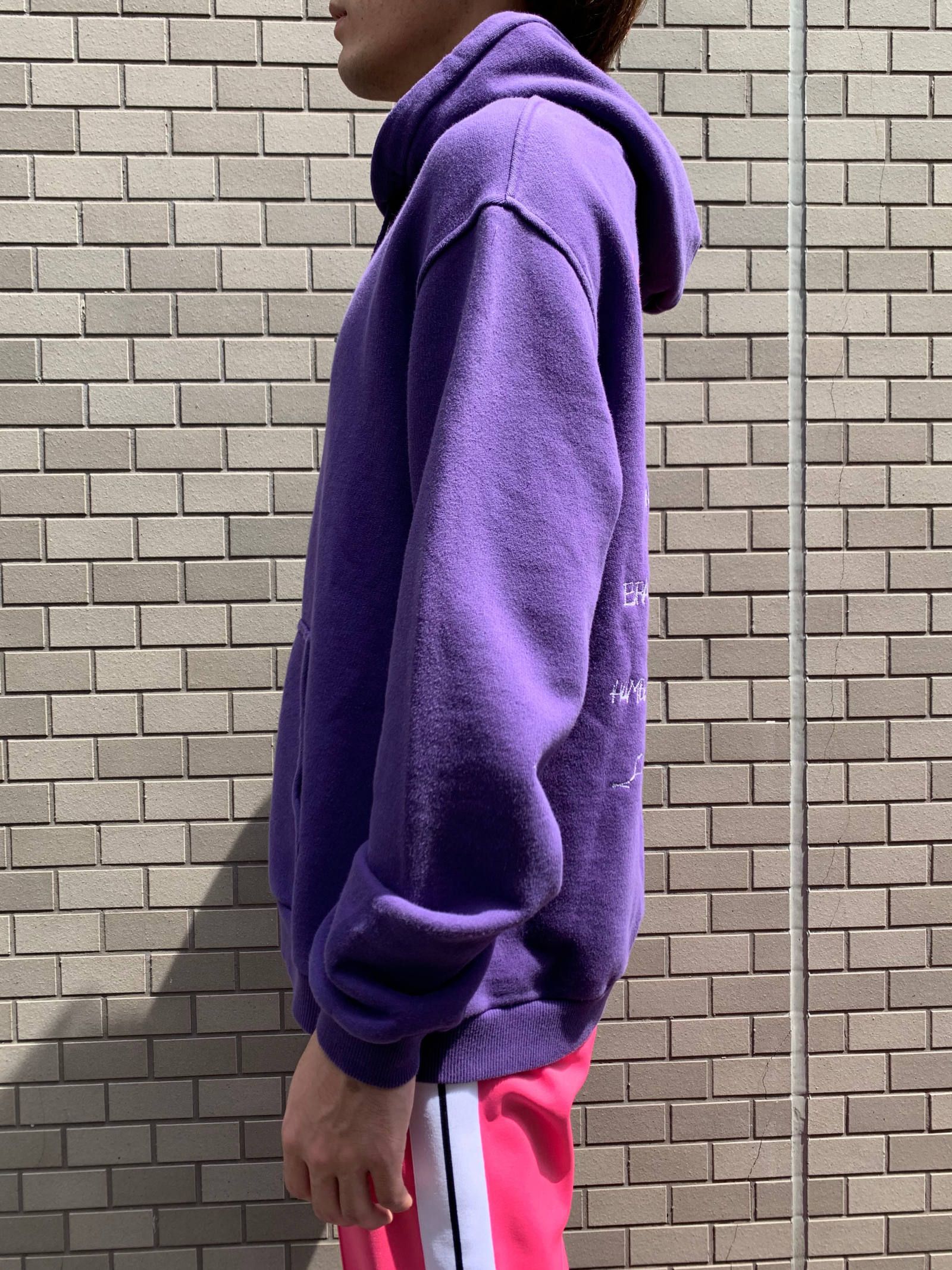 バック刺繍 プリント オーバーサイズパーカー - PURPLE