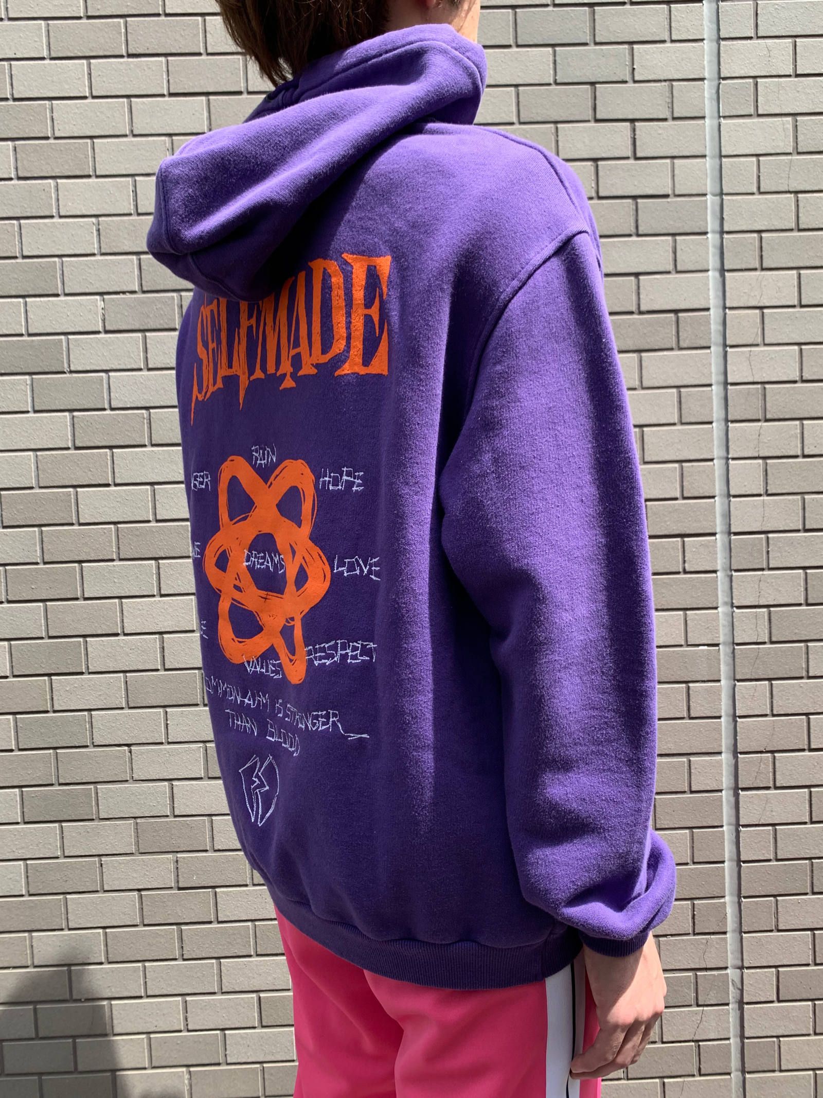 バック刺繍 プリント オーバーサイズパーカー - PURPLE