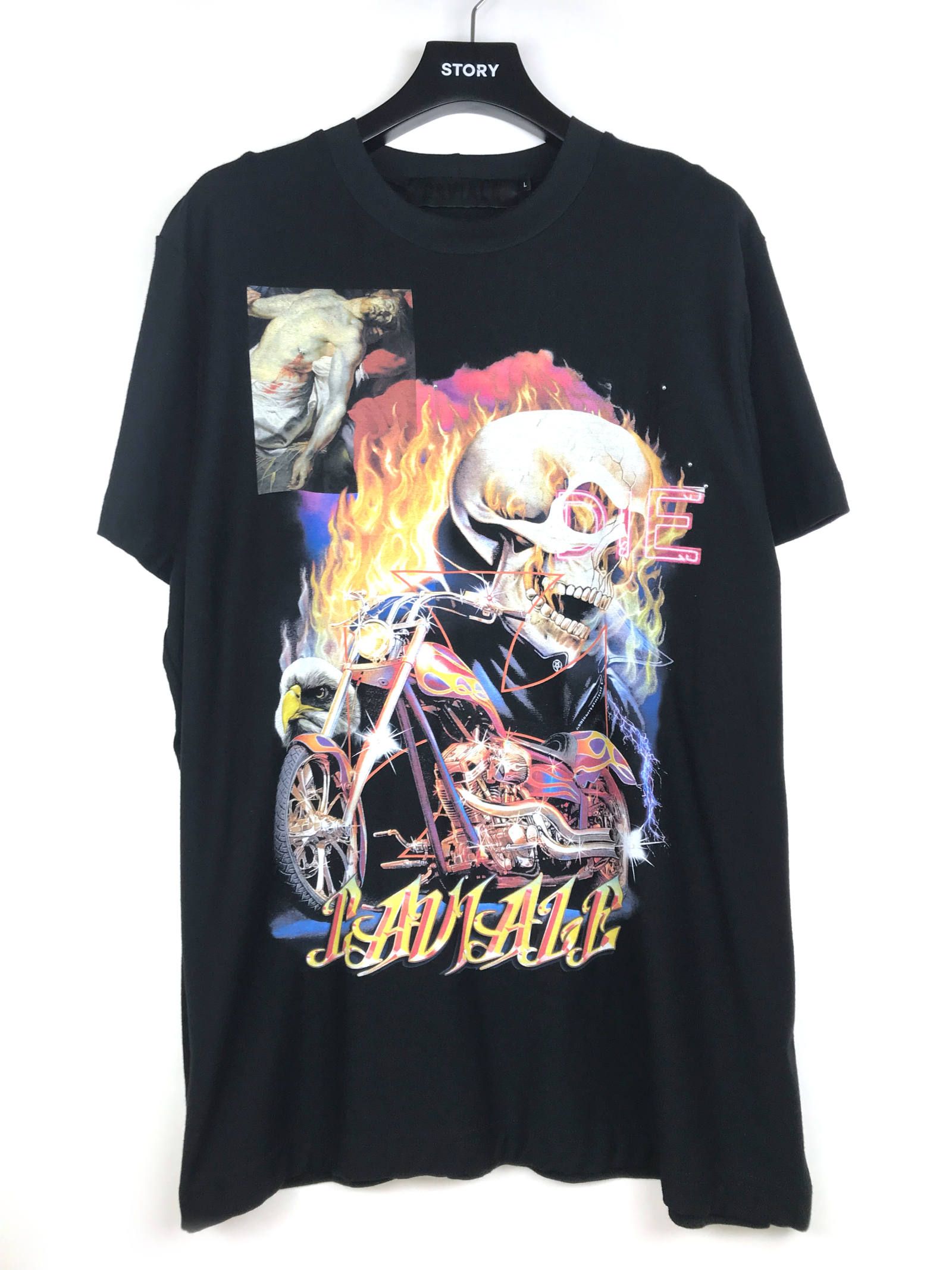 《各カラー残り一点》 スカルロゴ グラフィックカットソー T-SHIRT - BLACK