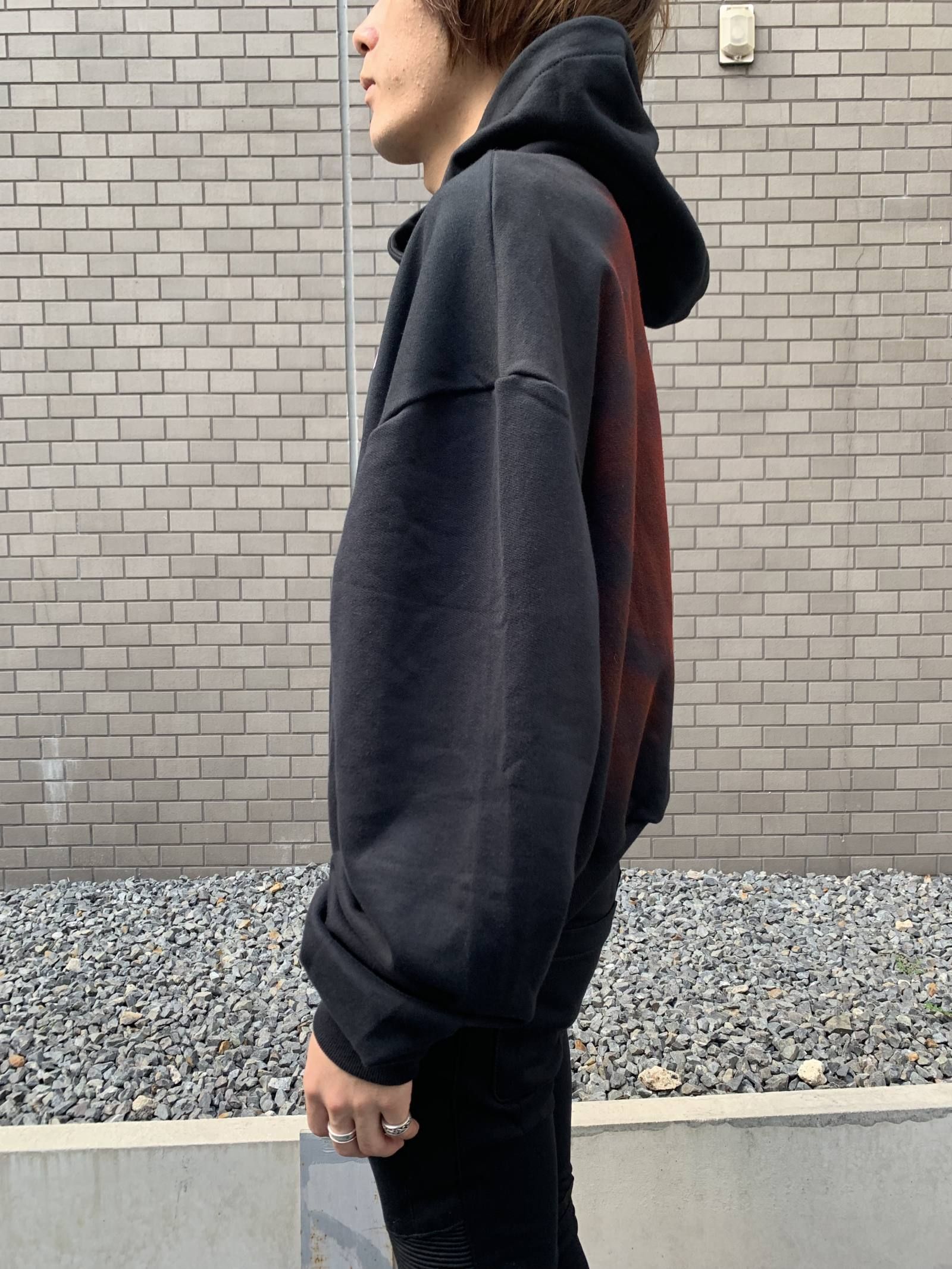 《L,XL残り各一点》 ドルフィングラフィック ショート丈パーカー HOODIE  - BLACK