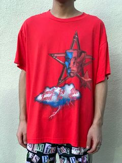 《残り一点》ワイド オーバーサイズ ロゴカットソー - RED