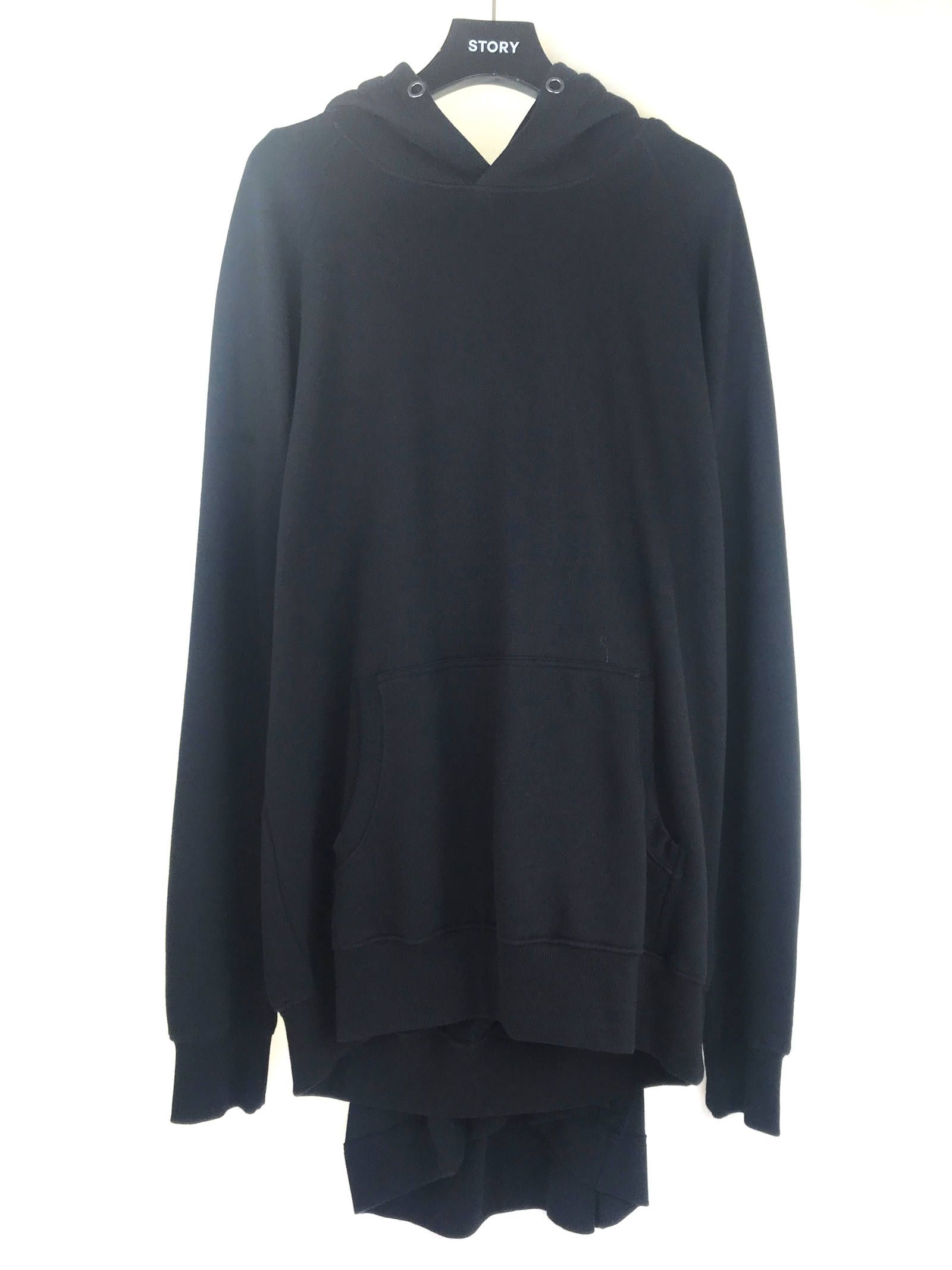 《残り一点》 【宮川大輔着用】 ウルフグラフィック カットソーレイヤードパーカー HOODIE - BLACK