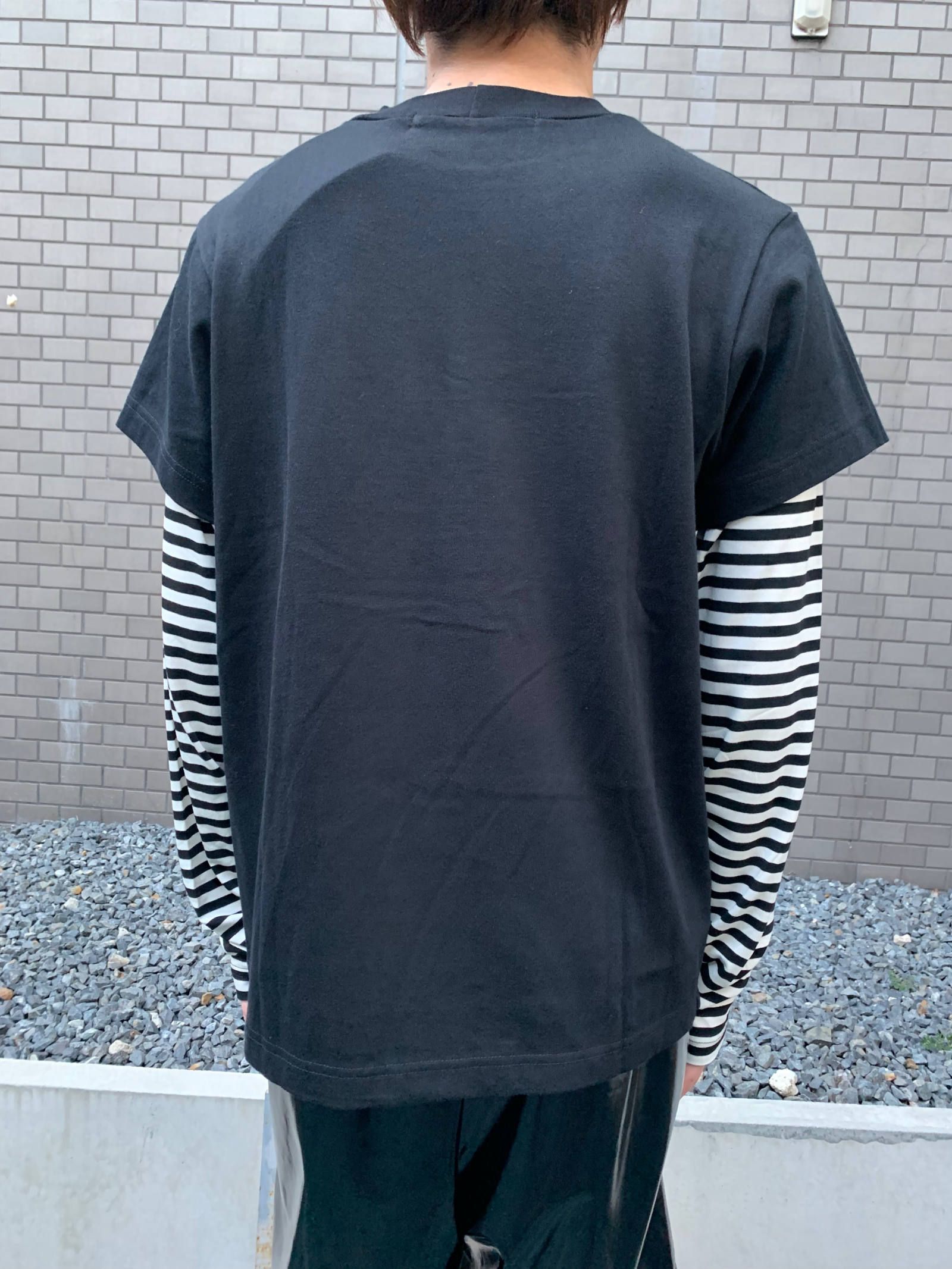 《各カラー残り一点》 ペガサス グラフィック フェイクレイヤードカットソー LONG SLEEVE WINTER TSHIRT - BLACK × WHITE