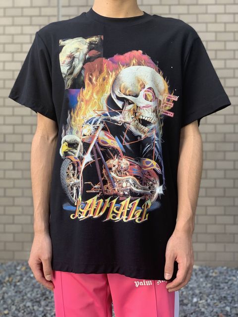 《各カラー残り一点》 スカルロゴ グラフィックカットソー T-SHIRT - BLACK