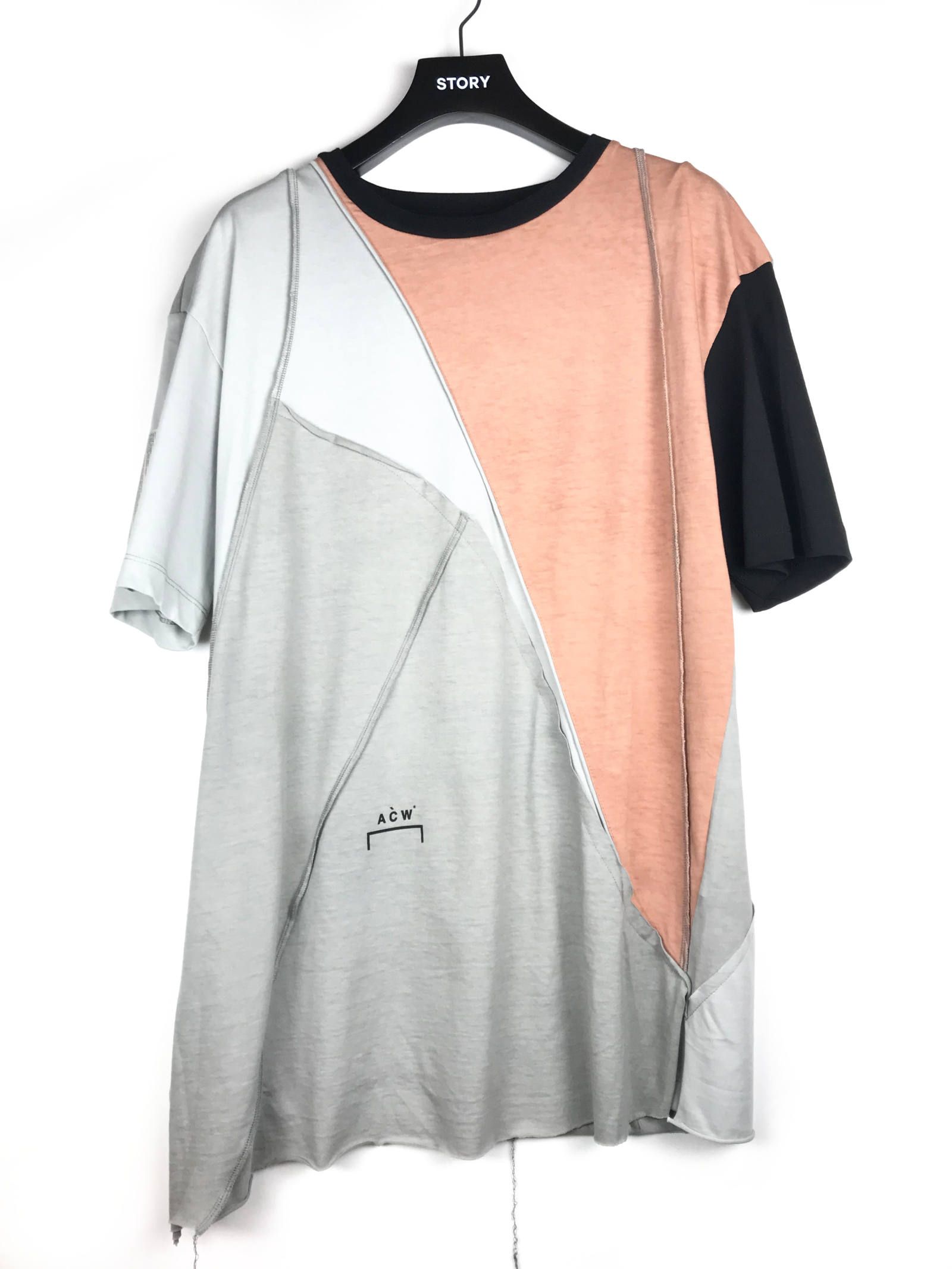 《M,L残り一点》 REMOVABLE ワッペン アシンメトリー切替 カットソー