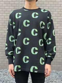 Cロゴ クルーネック ジャガードコットンニット OUT OF THIS WORLD LOOP KNIT SWEATER - BLACK