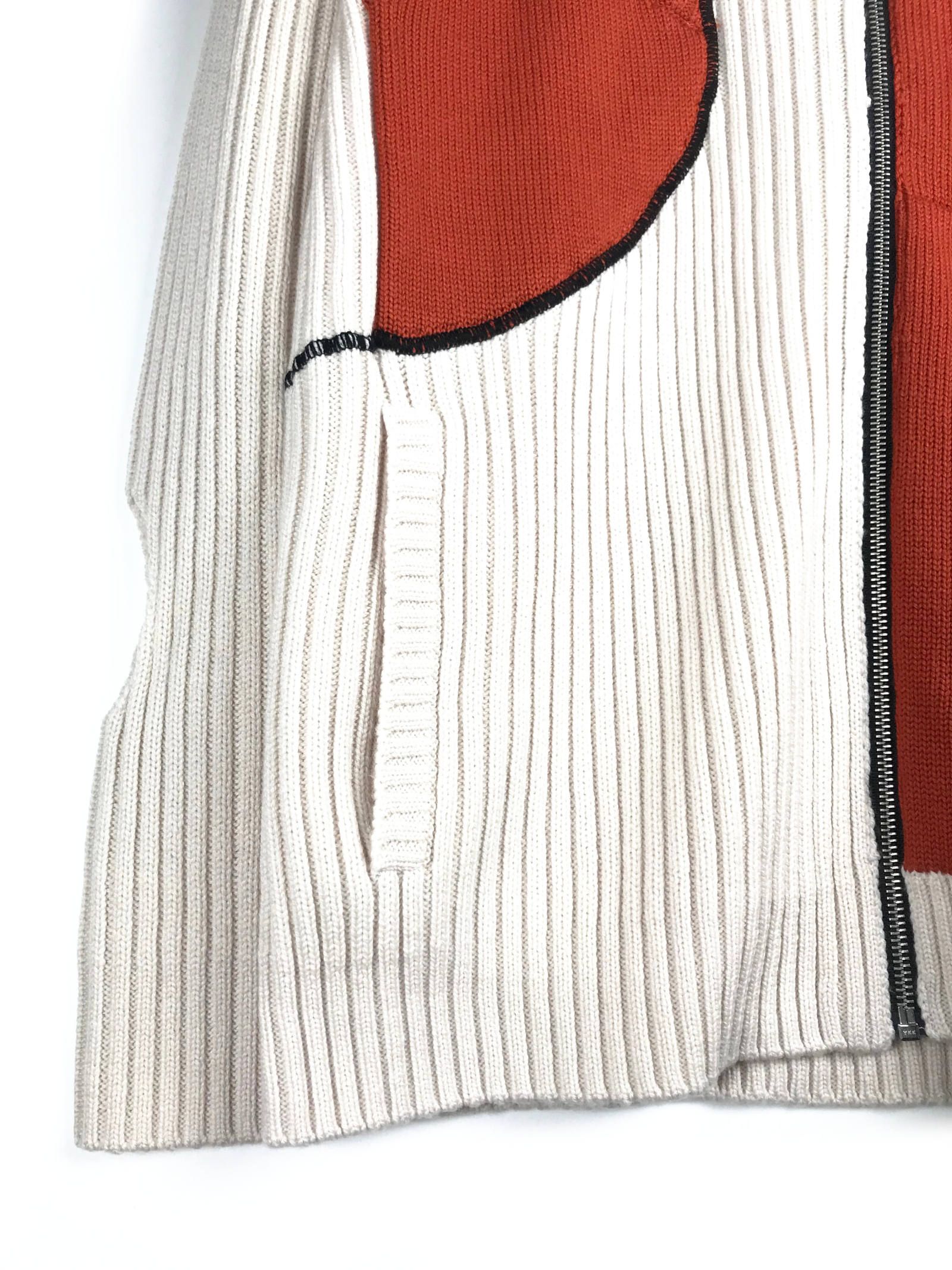 《残り一点》 カラー切替 アシンメトリーハイネックジップアップニット ZIPPED CASHWOOL JUMPER - CREAM CREA