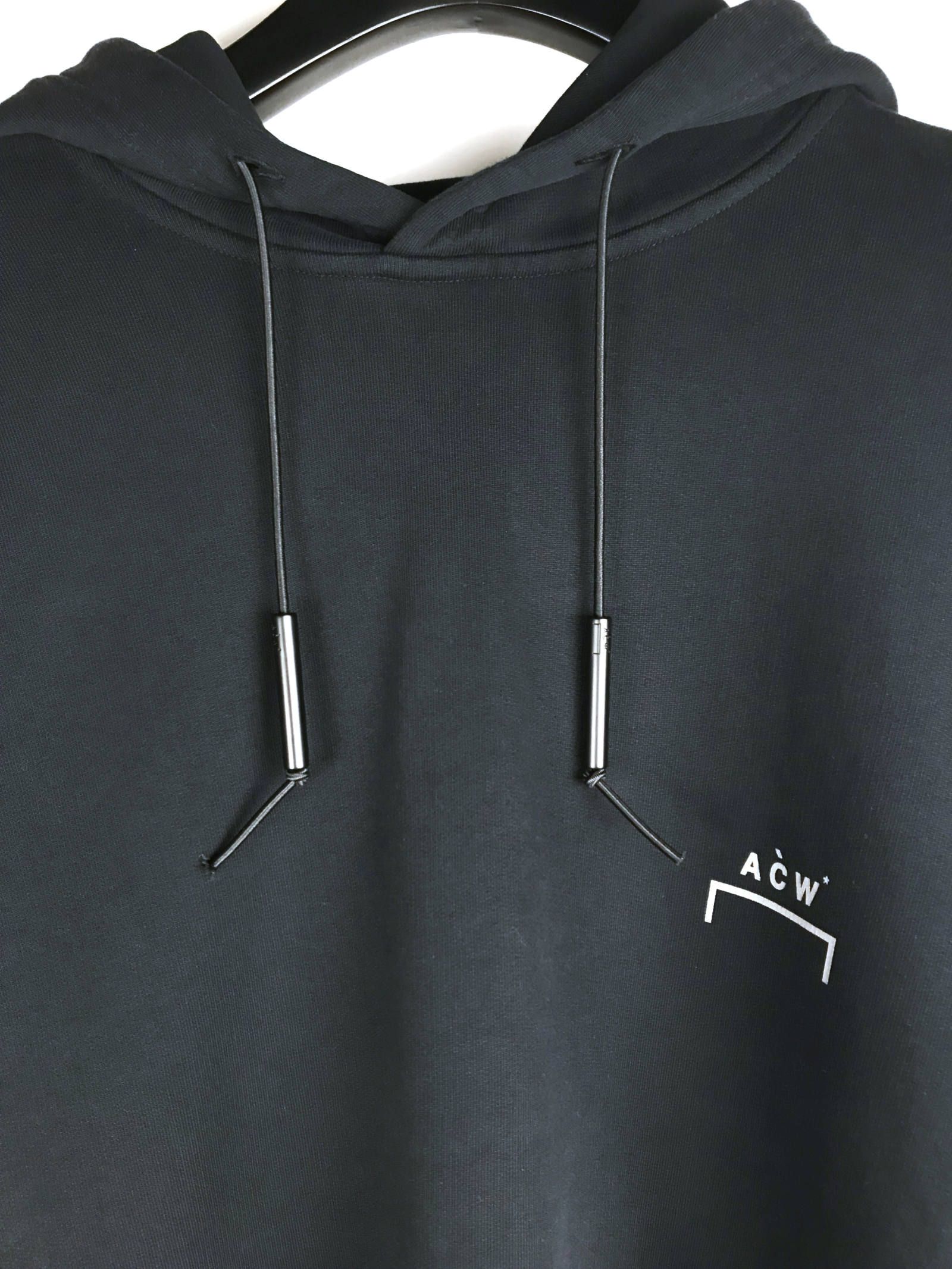 染め加工 ドロップショルダー ロゴパーカー - BLACK
