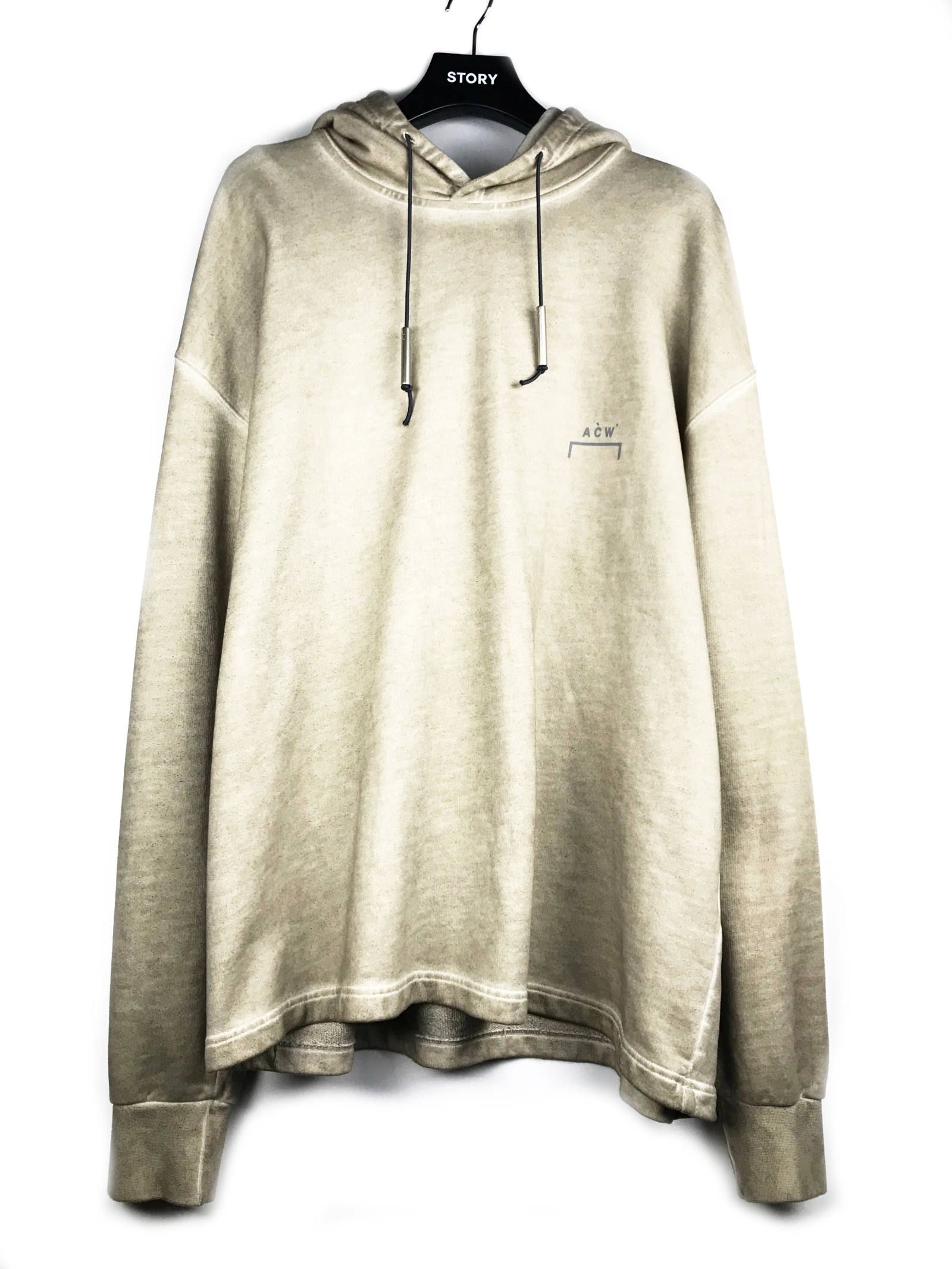 染め加工 ドロップショルダー ロゴパーカー - BEIGE