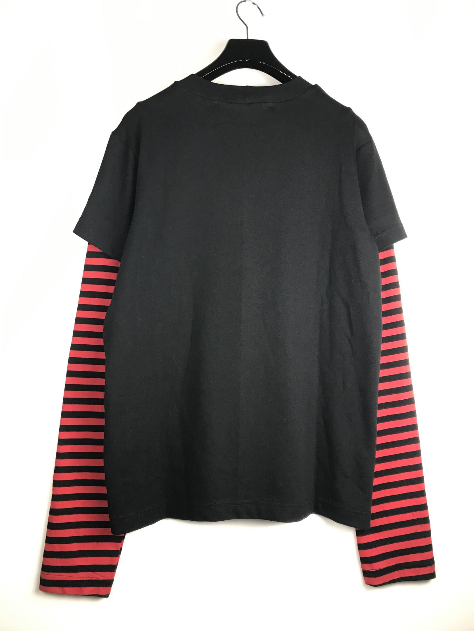《各カラー残り一点》 ペガサス グラフィック フェイクレイヤードカットソー LONG SLEEVE WINTER TSHIRT - BLACK × RED