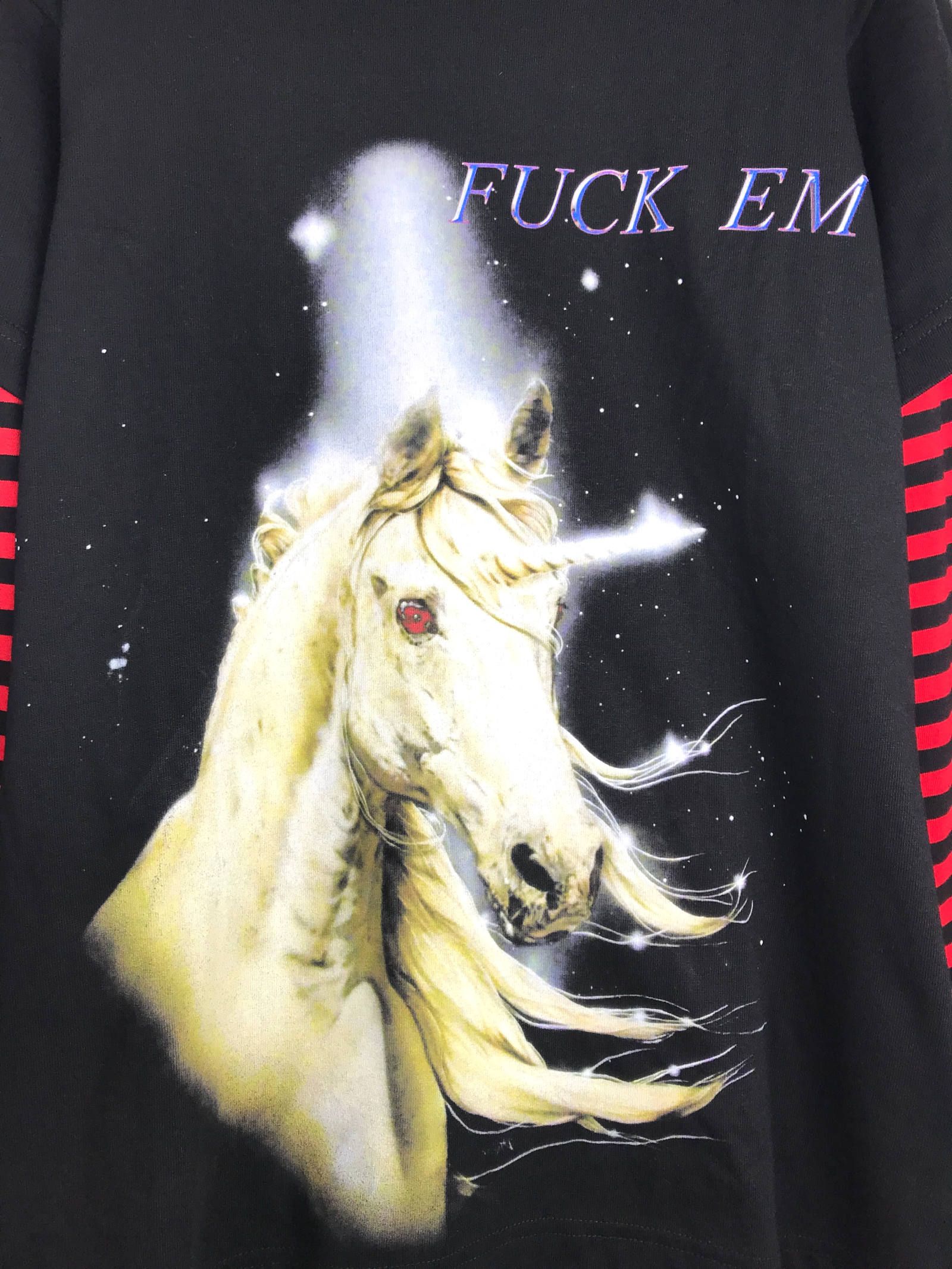 《各カラー残り一点》 ペガサス グラフィック フェイクレイヤードカットソー LONG SLEEVE WINTER TSHIRT - BLACK × RED