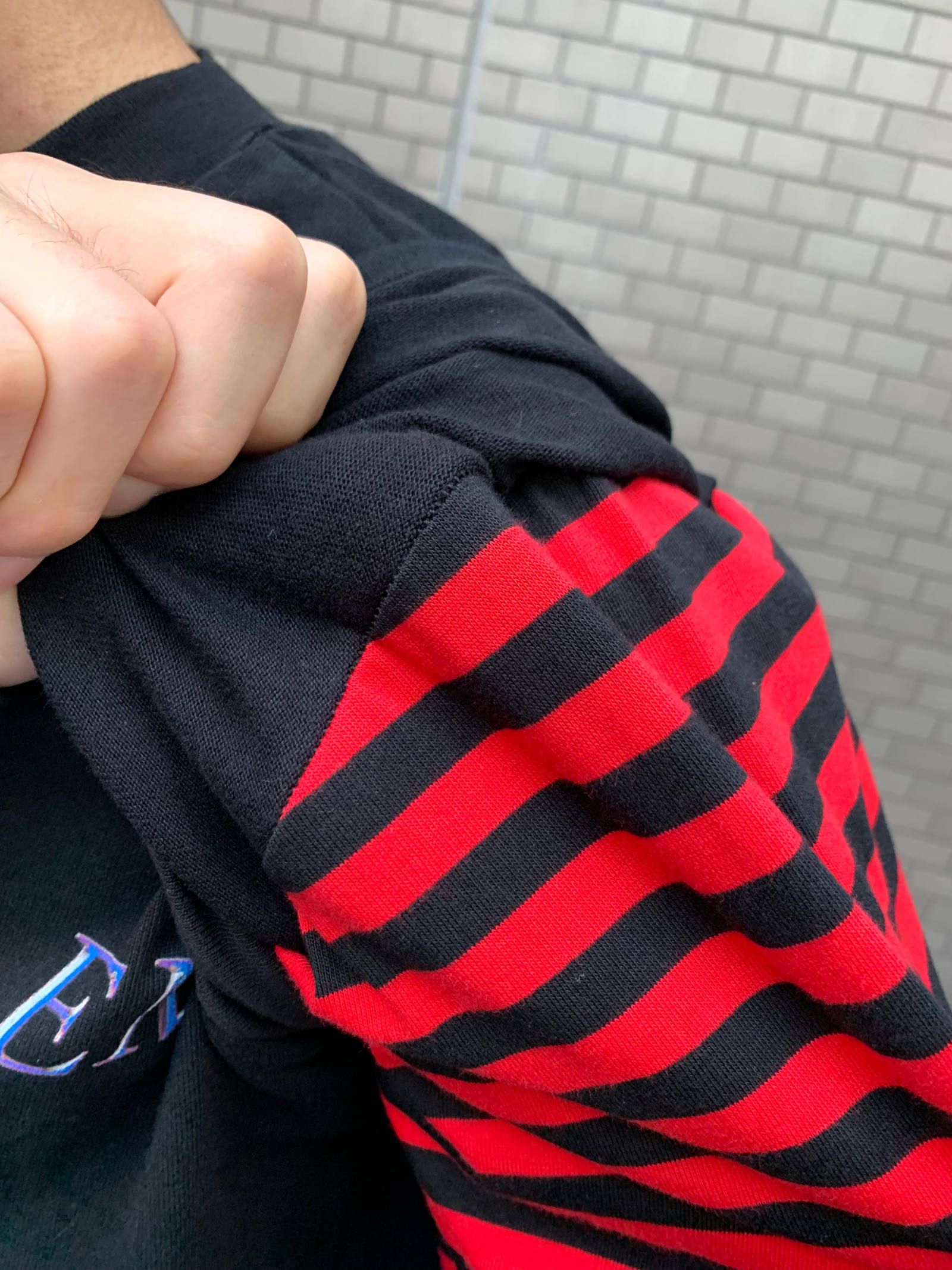 《各カラー残り一点》 ペガサス グラフィック フェイクレイヤードカットソー LONG SLEEVE WINTER TSHIRT - BLACK × RED