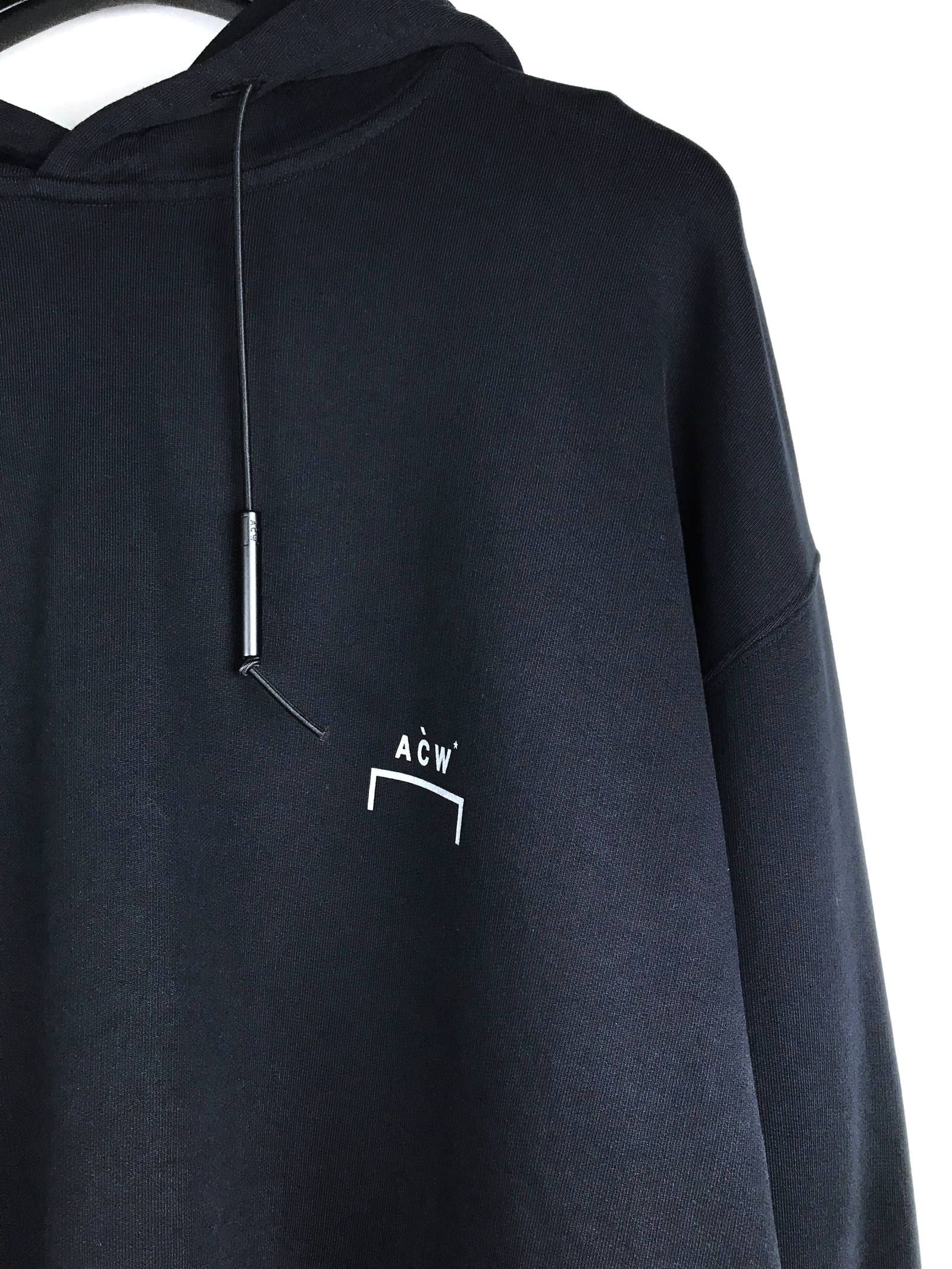 染め加工 ドロップショルダー ロゴパーカー - BLACK