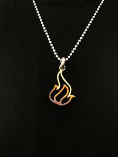 《残り一点》 ラインストーン グラデーションファイヤーパターンネックレス - SILVER