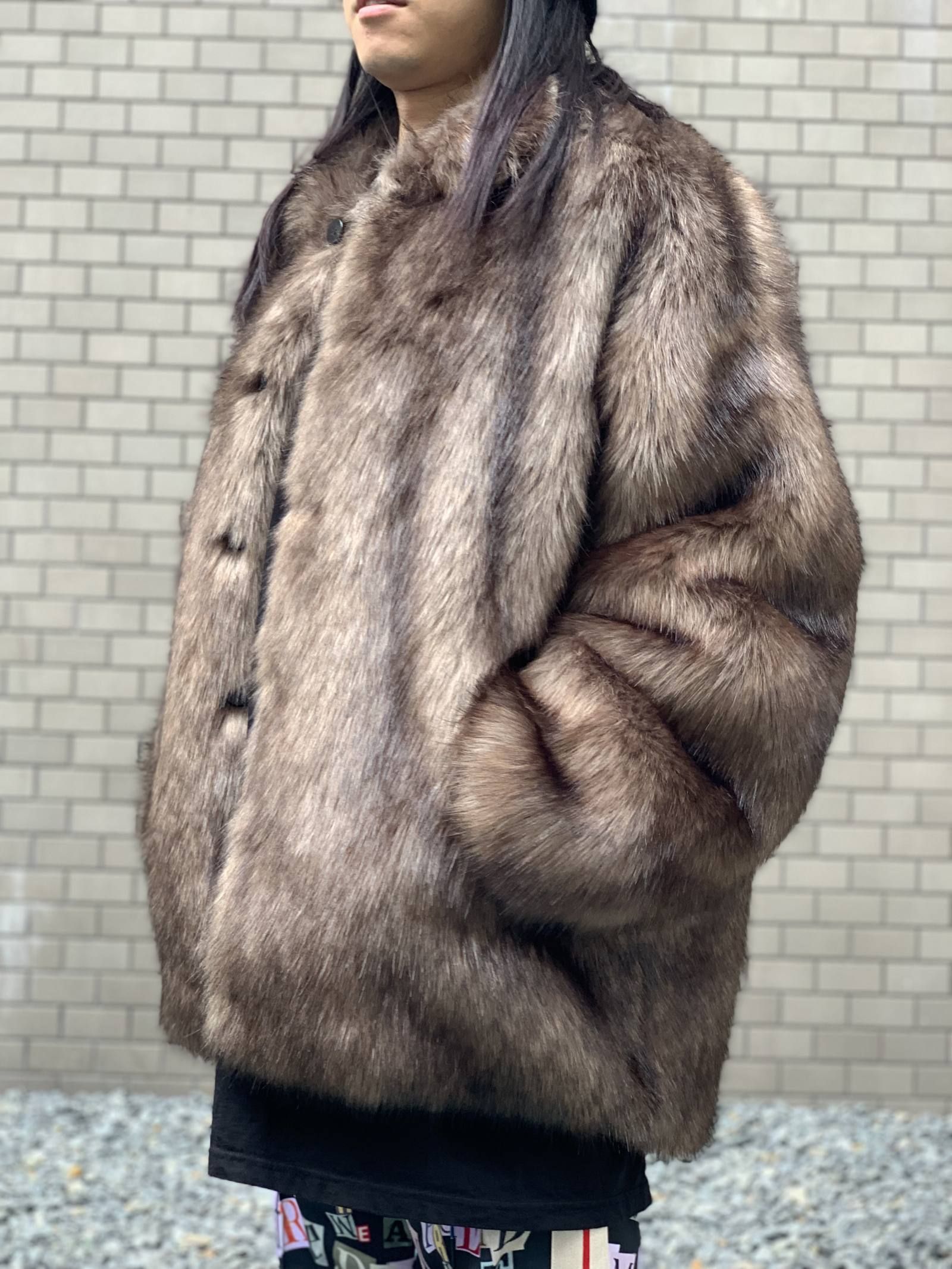 オーバーサイズ ショートファージャケット FAUX FUR SHORT COAT - BROWN