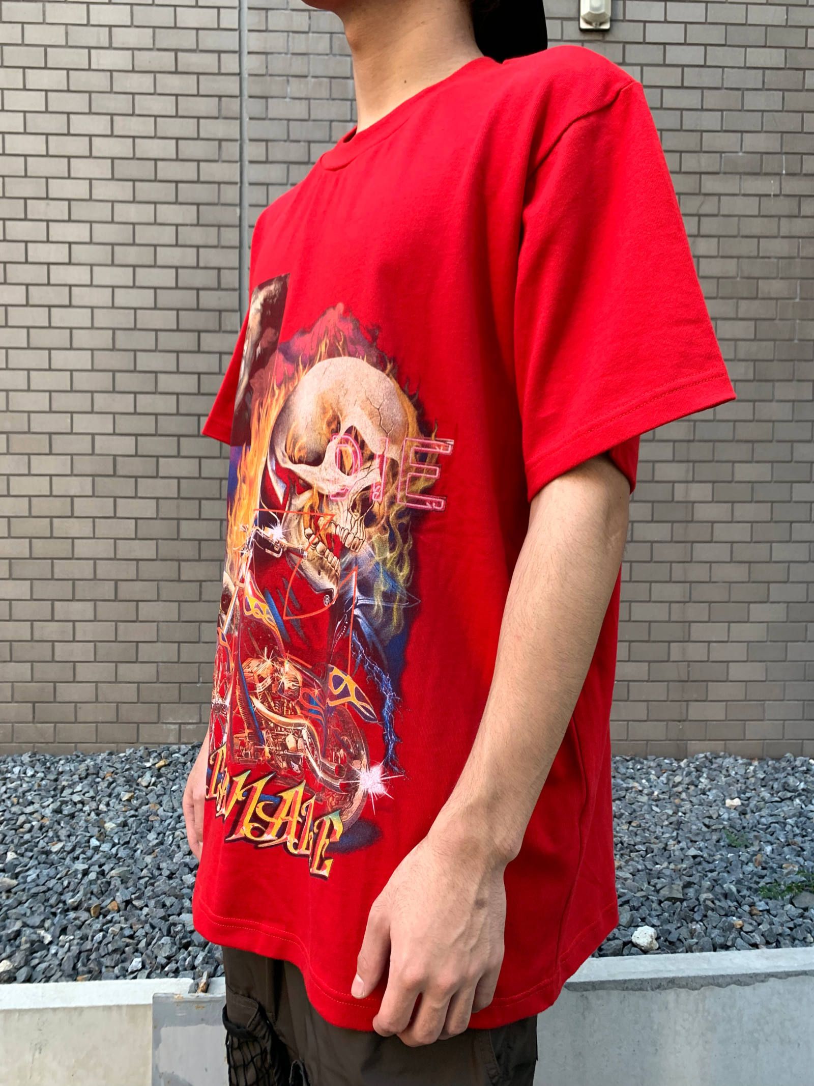 《各カラー残り一点》 スカルロゴ グラフィックカットソー T-SHIRT - RED