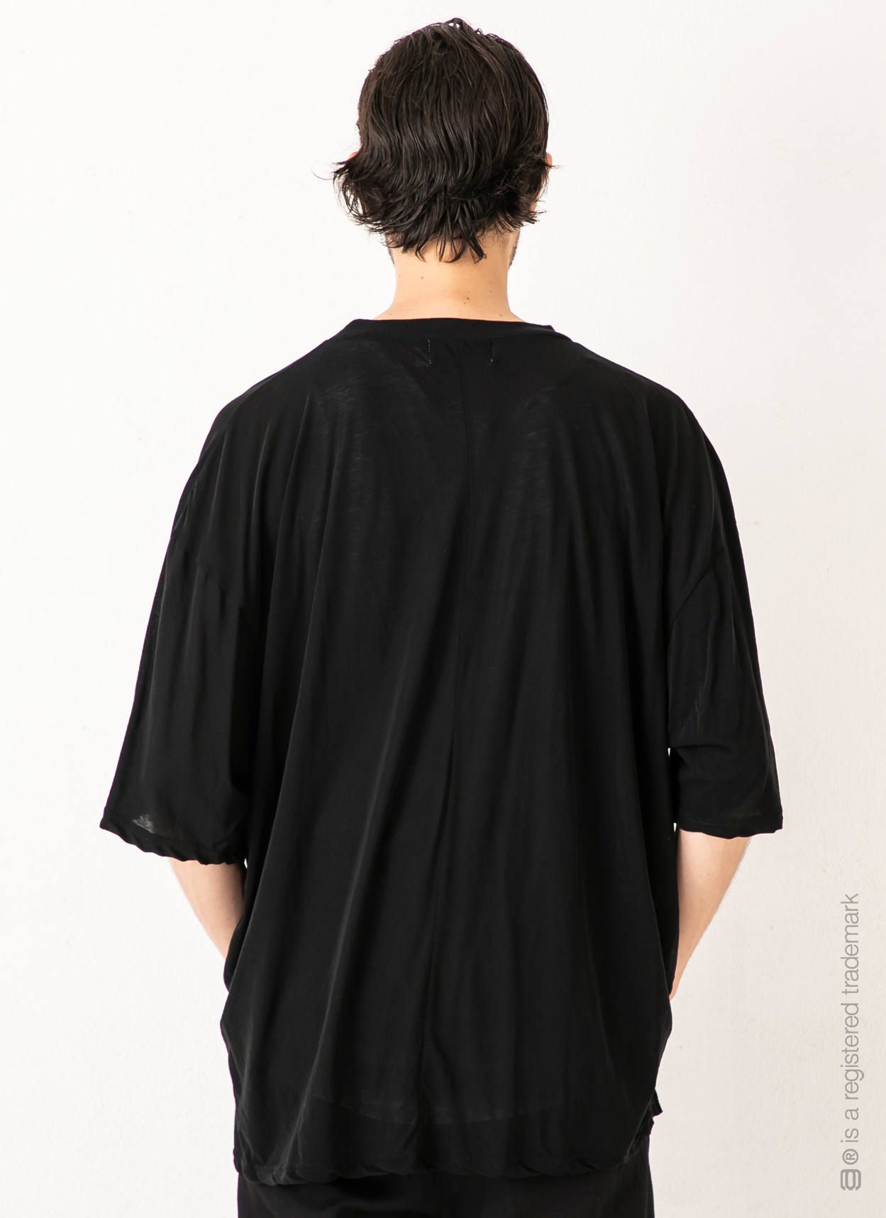 五分袖 天竺ポケットカットソー PKT 5 SLEEVE TEE - BLACK