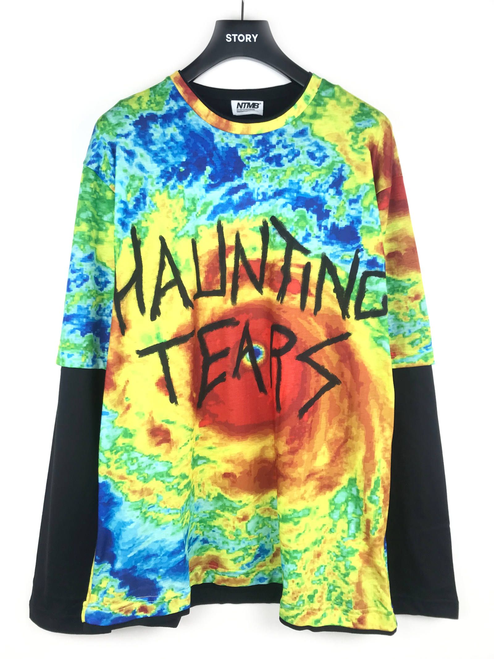 《残り一点》 ウェザーグラフィック レイヤード 長袖カットソー Tornado Long Sleeve - BLACK × RED