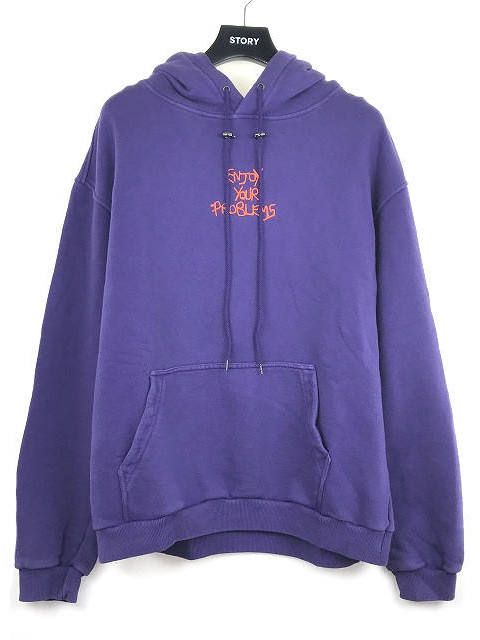 バック刺繍 プリント オーバーサイズパーカー - PURPLE