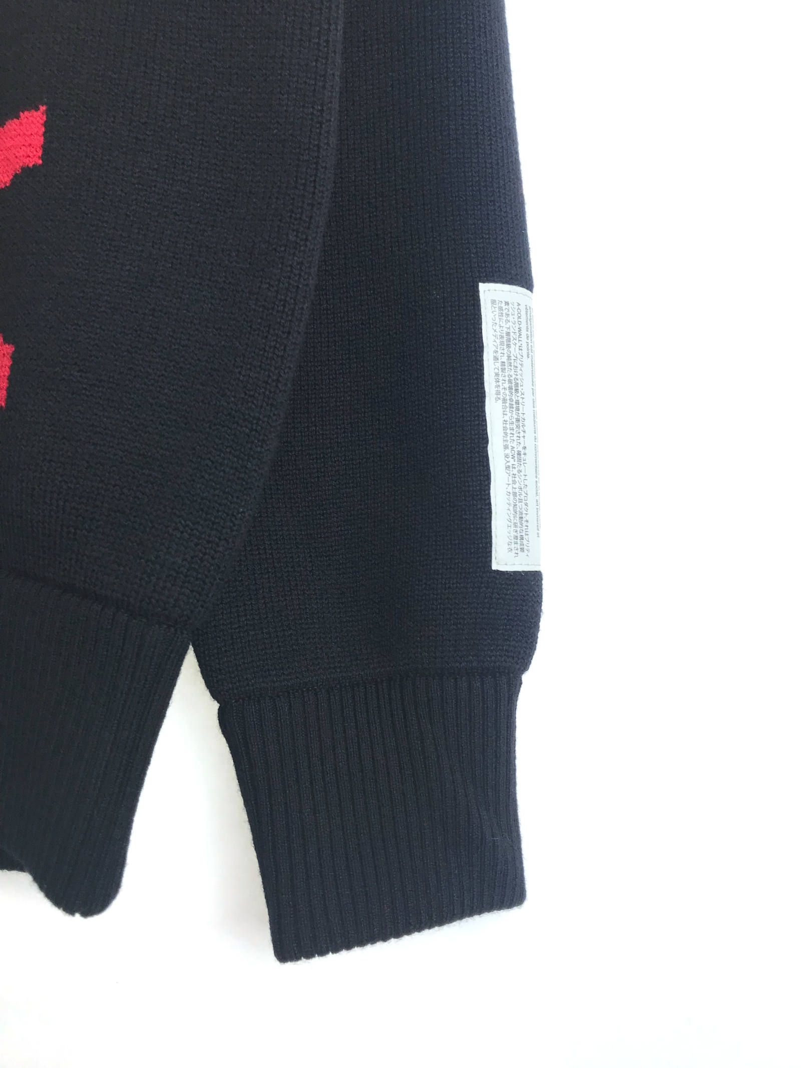 送料無料 店舗 A-COLD-WALL* JACQUARD ロゴニット バイカラーハイネック - トップス