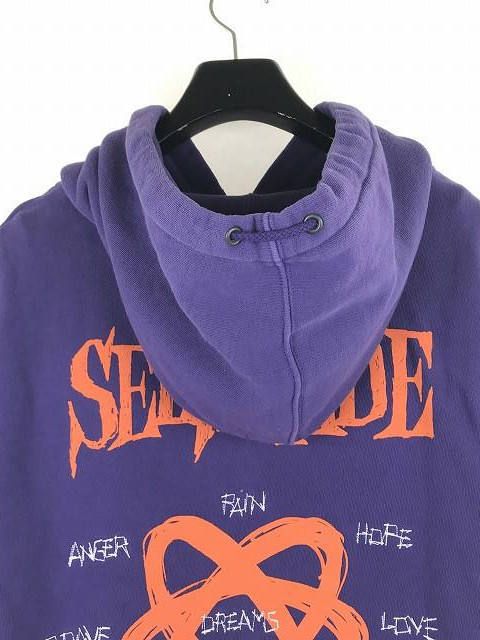バック刺繍 プリント オーバーサイズパーカー - PURPLE