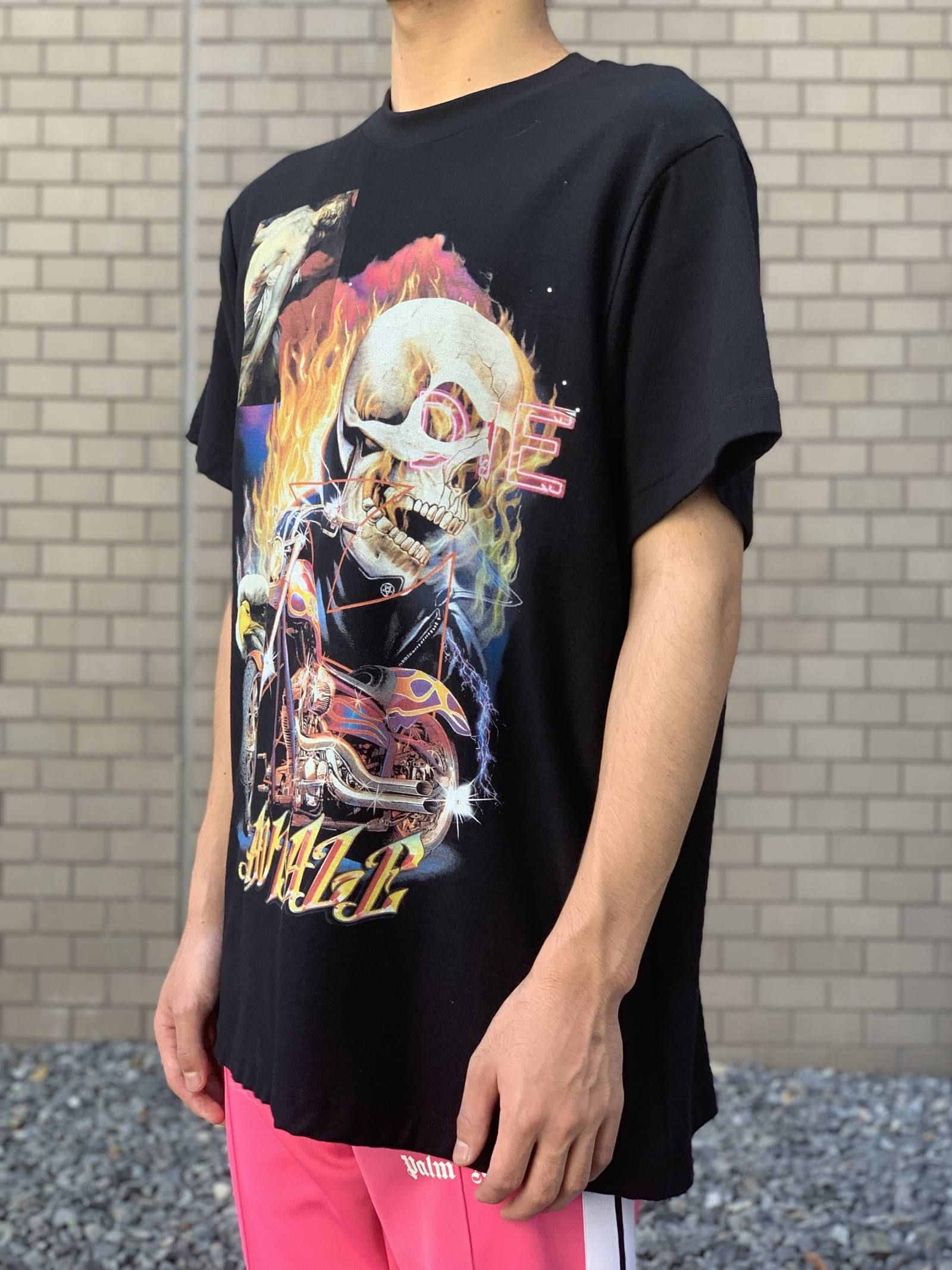 《各カラー残り一点》 スカルロゴ グラフィックカットソー T-SHIRT - BLACK