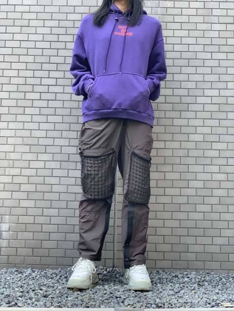 バック刺繍 プリント オーバーサイズパーカー - PURPLE