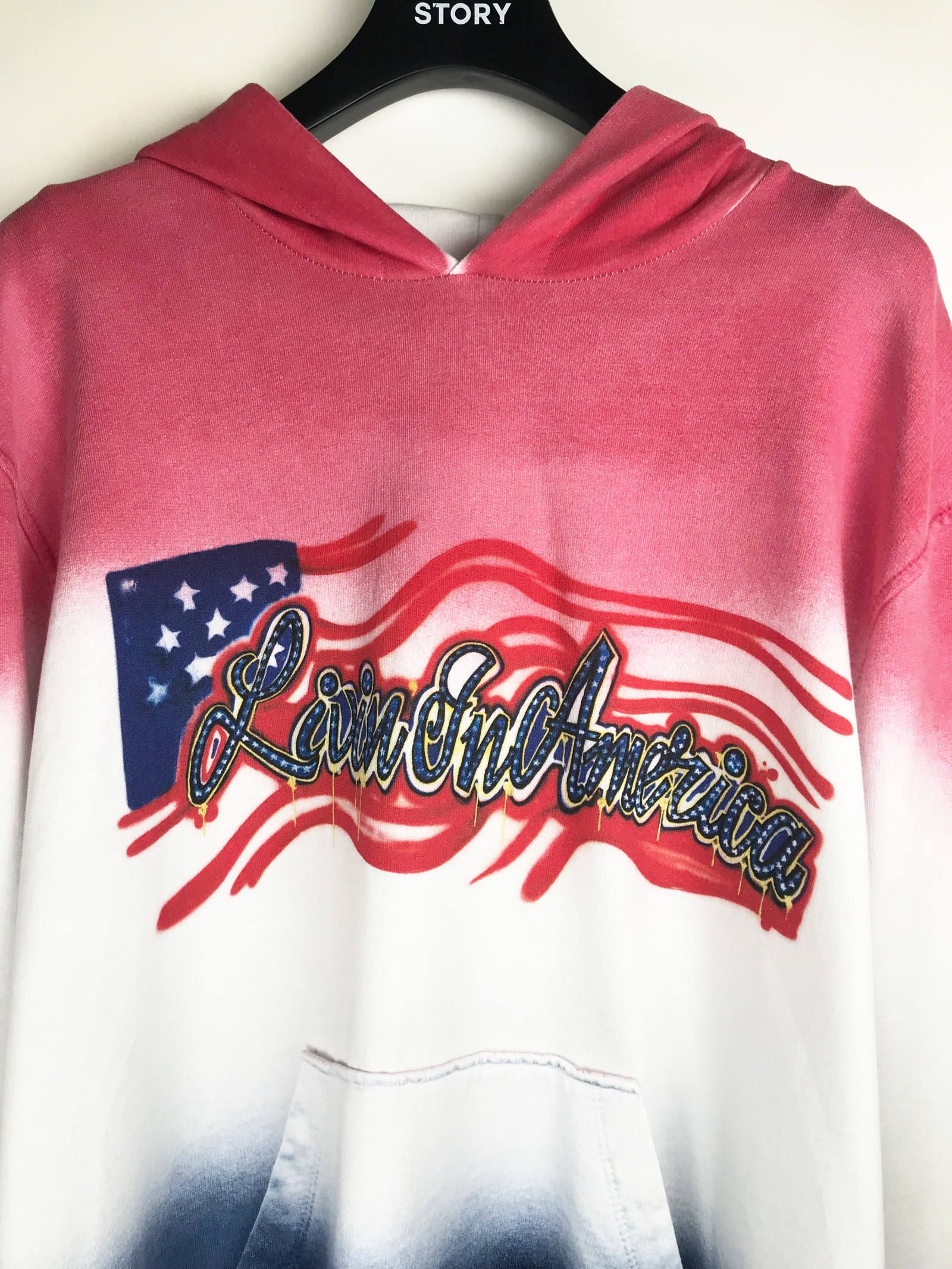 《S、M残り一点》 グラデーション スプレープリントパーカー LIVIN IN AMERICA - トリコロール