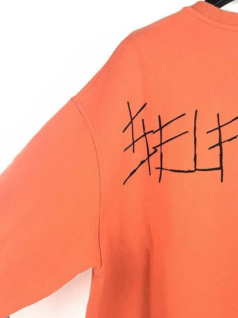 【残り一点】 ロゴ刺繍 クルーネック オーバーサイズスウェット - ORANGE