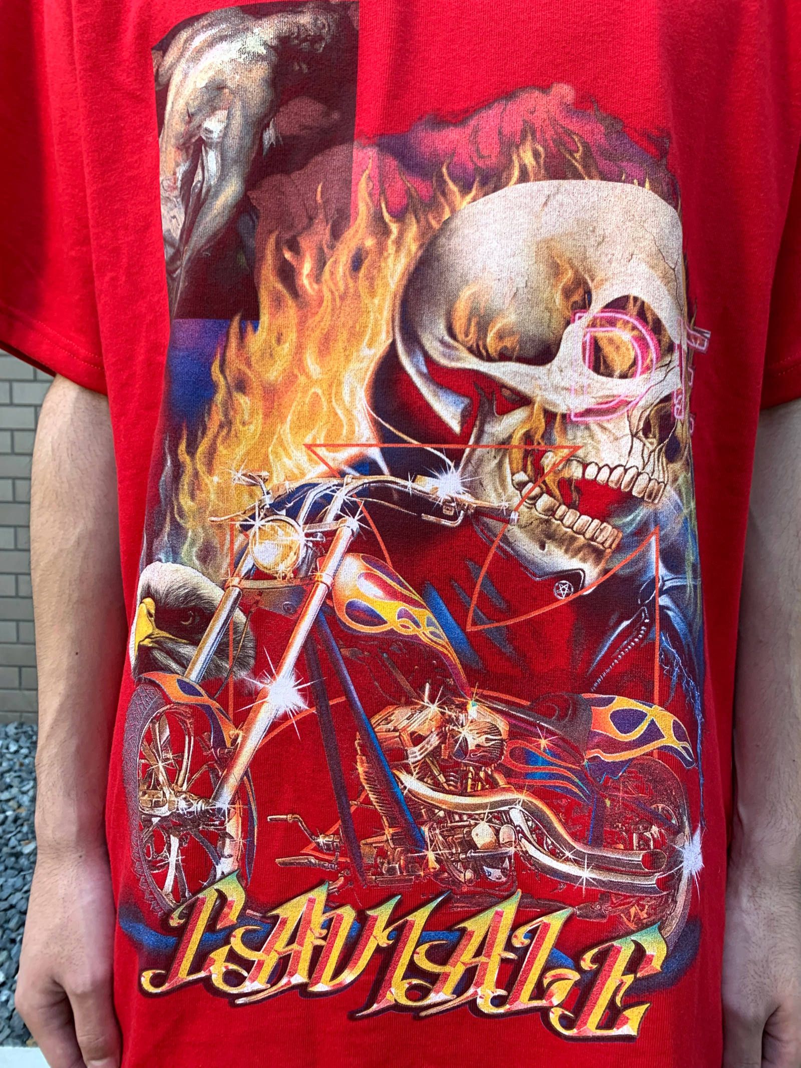 《各カラー残り一点》 スカルロゴ グラフィックカットソー T-SHIRT - RED