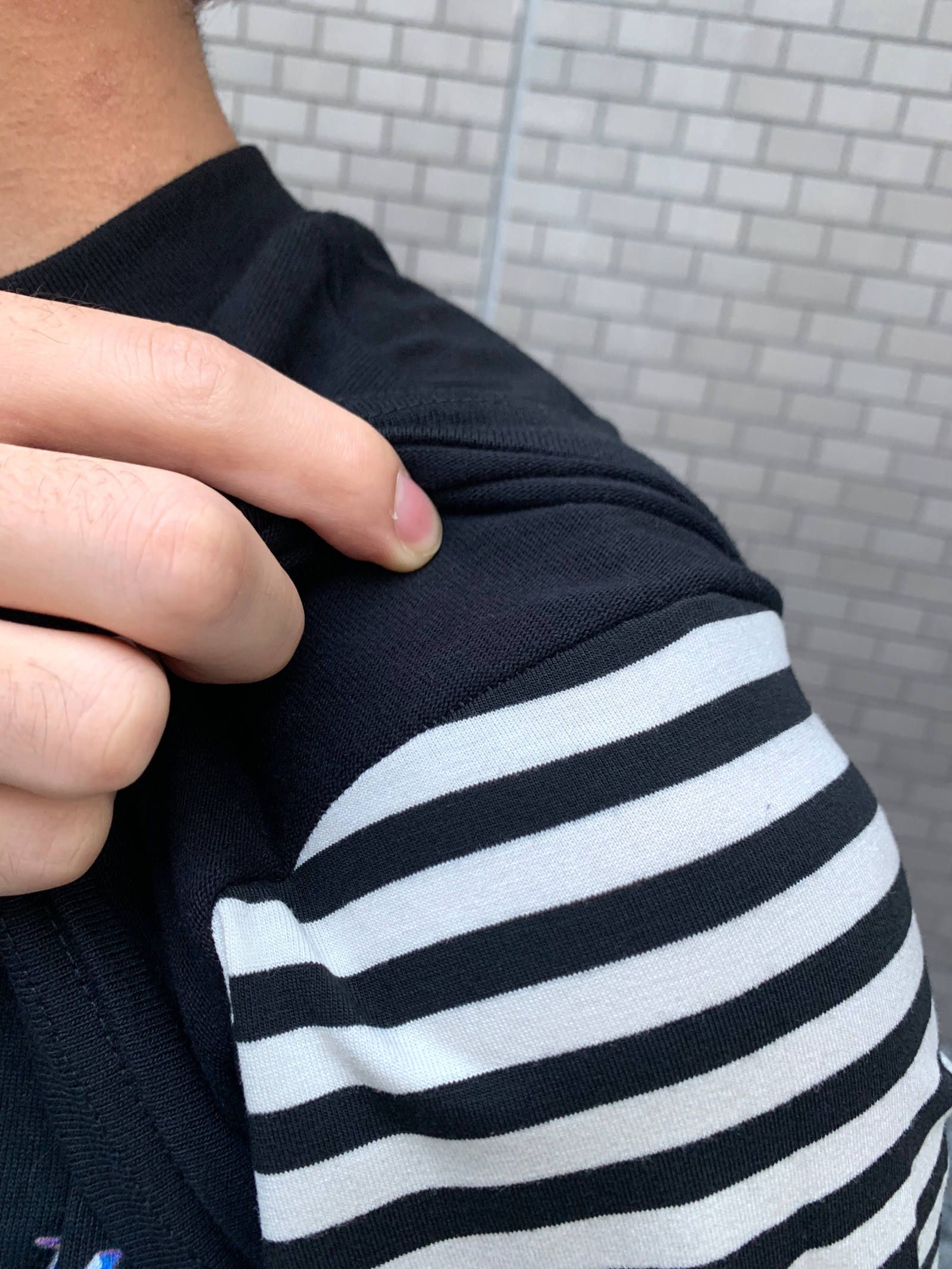 《各カラー残り一点》 ペガサス グラフィック フェイクレイヤードカットソー LONG SLEEVE WINTER TSHIRT - BLACK × WHITE
