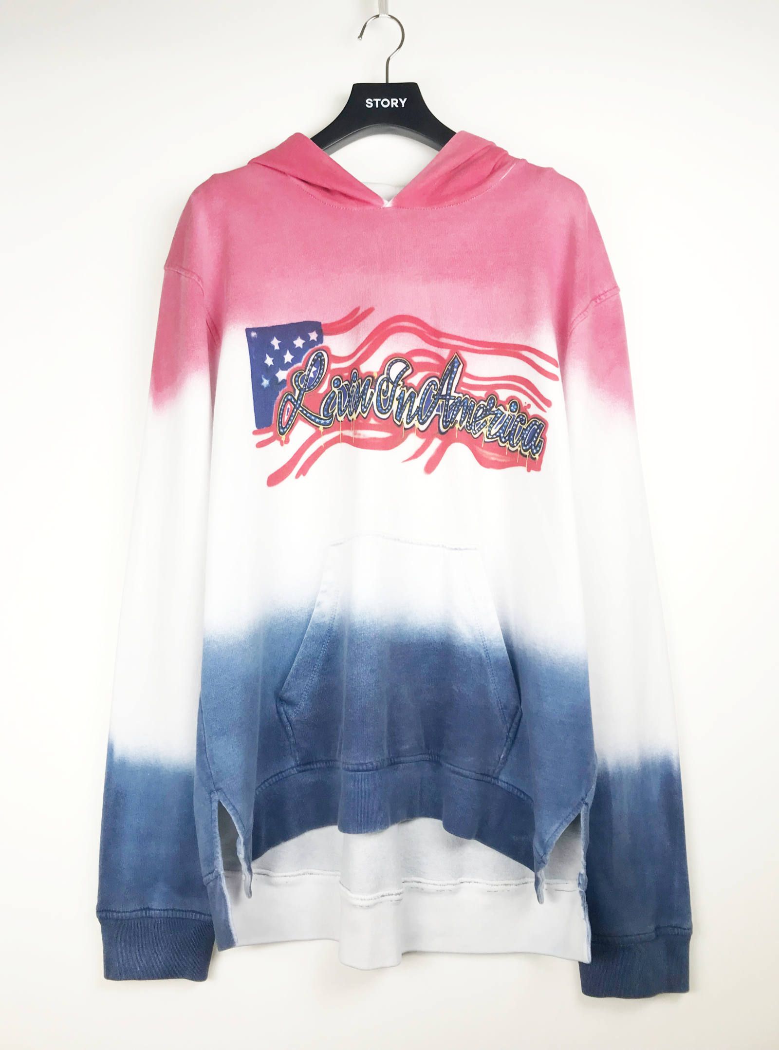 《S、M残り一点》 グラデーション スプレープリントパーカー LIVIN IN AMERICA - トリコロール