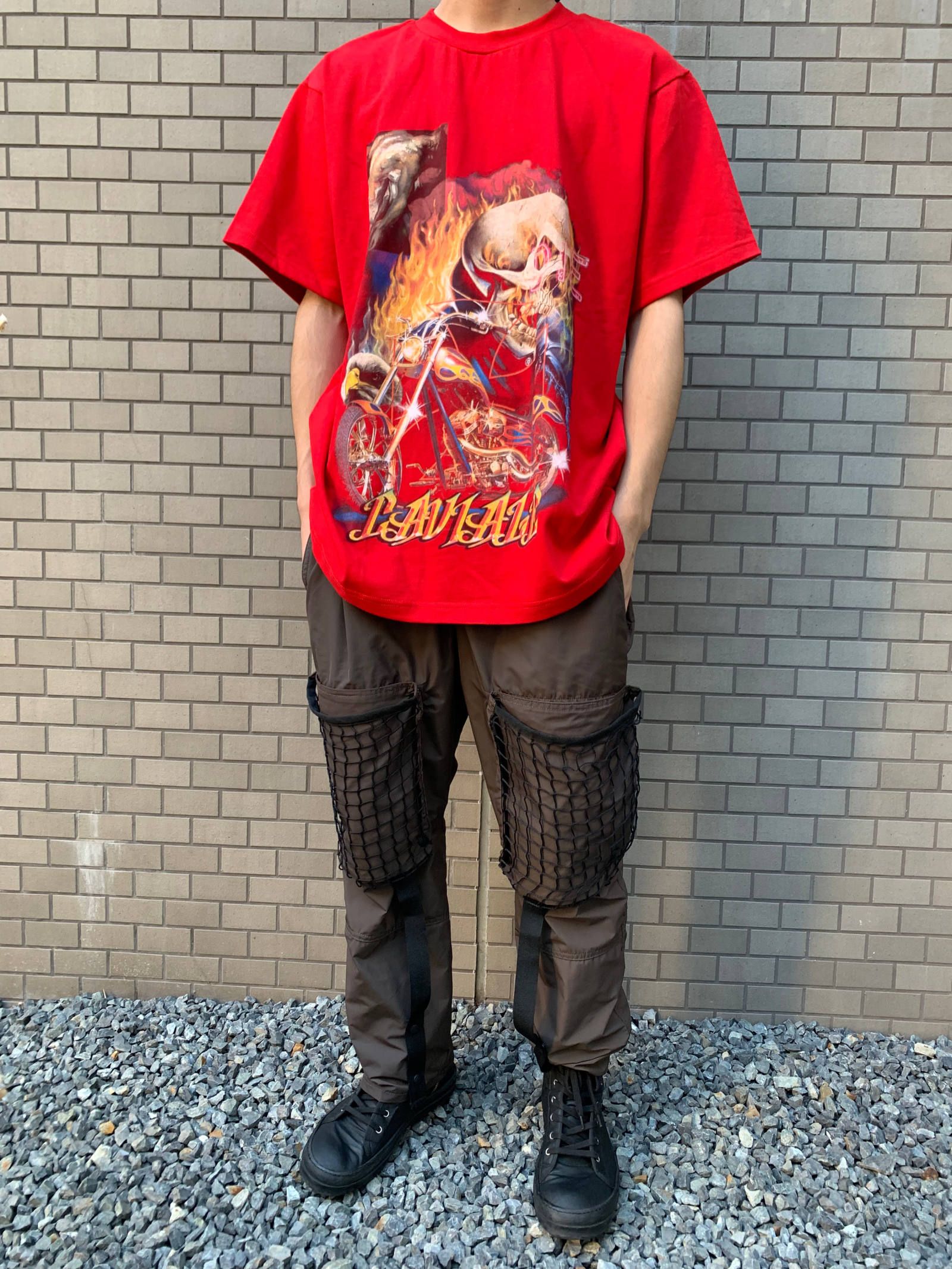 《各カラー残り一点》 スカルロゴ グラフィックカットソー T-SHIRT - RED