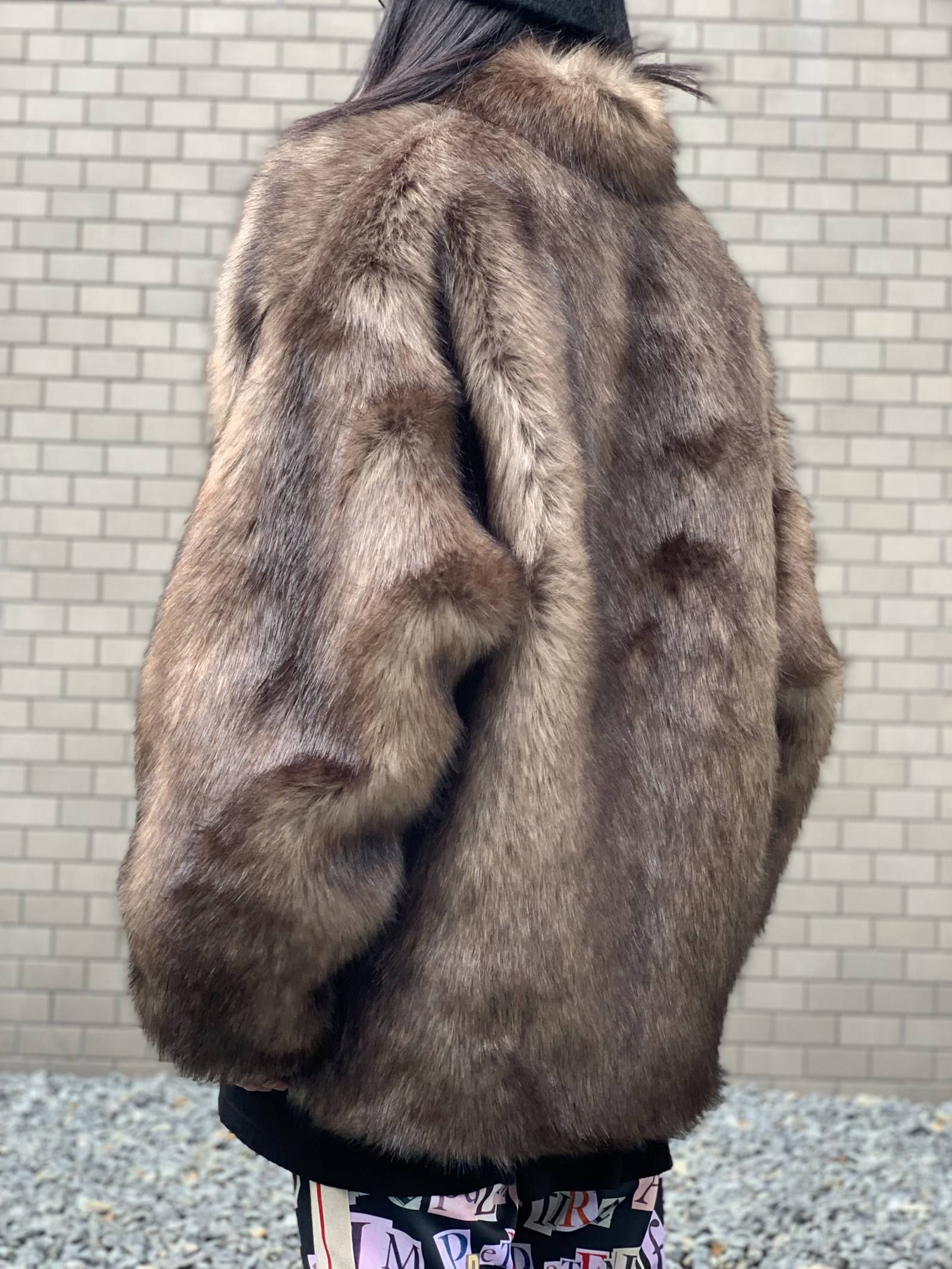 オーバーサイズ ショートファージャケット FAUX FUR SHORT COAT - BROWN